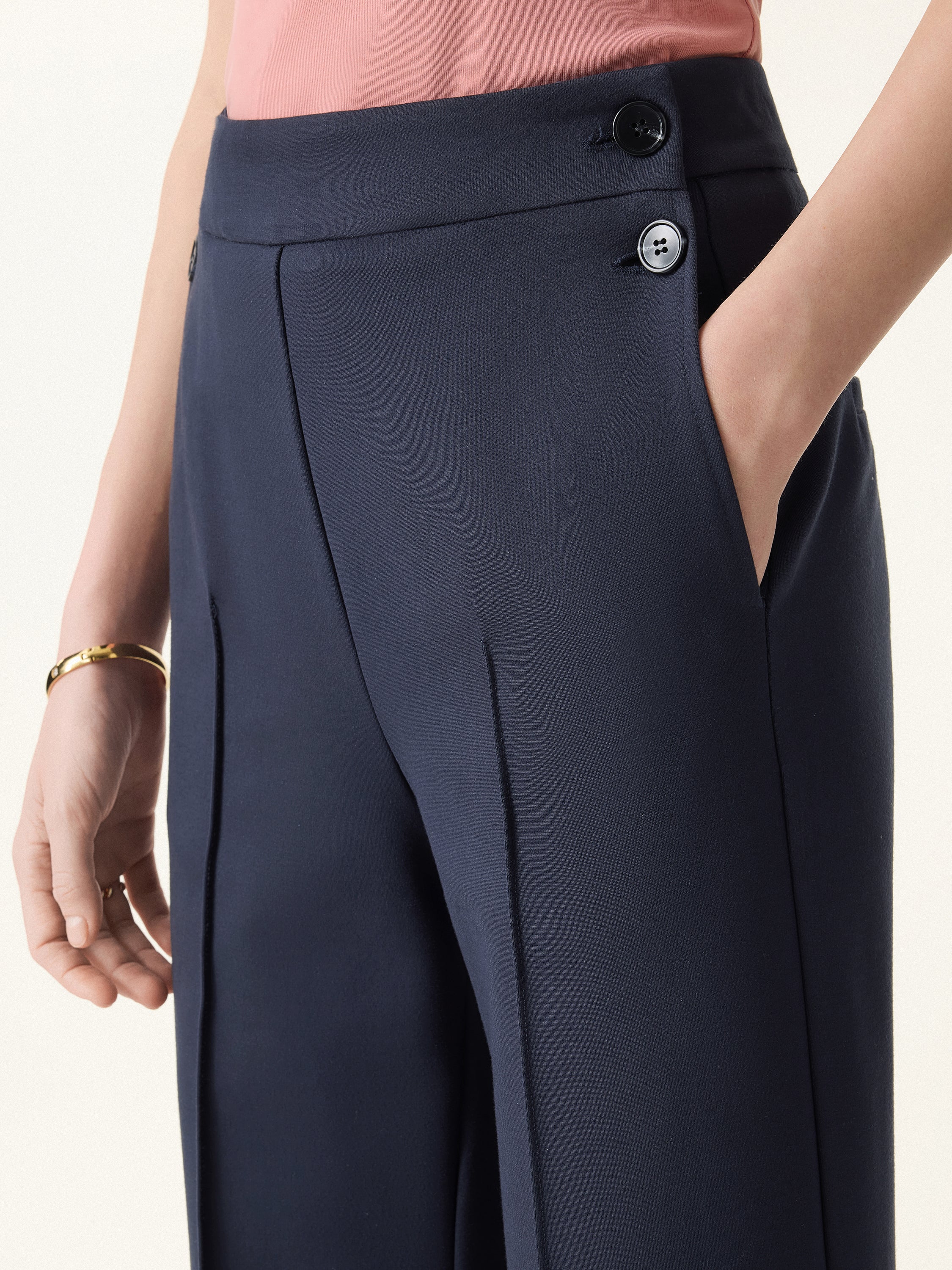 4-Way Stretch A-Line Wide Leg Pull-on Work Pants with Pockets - Image 4