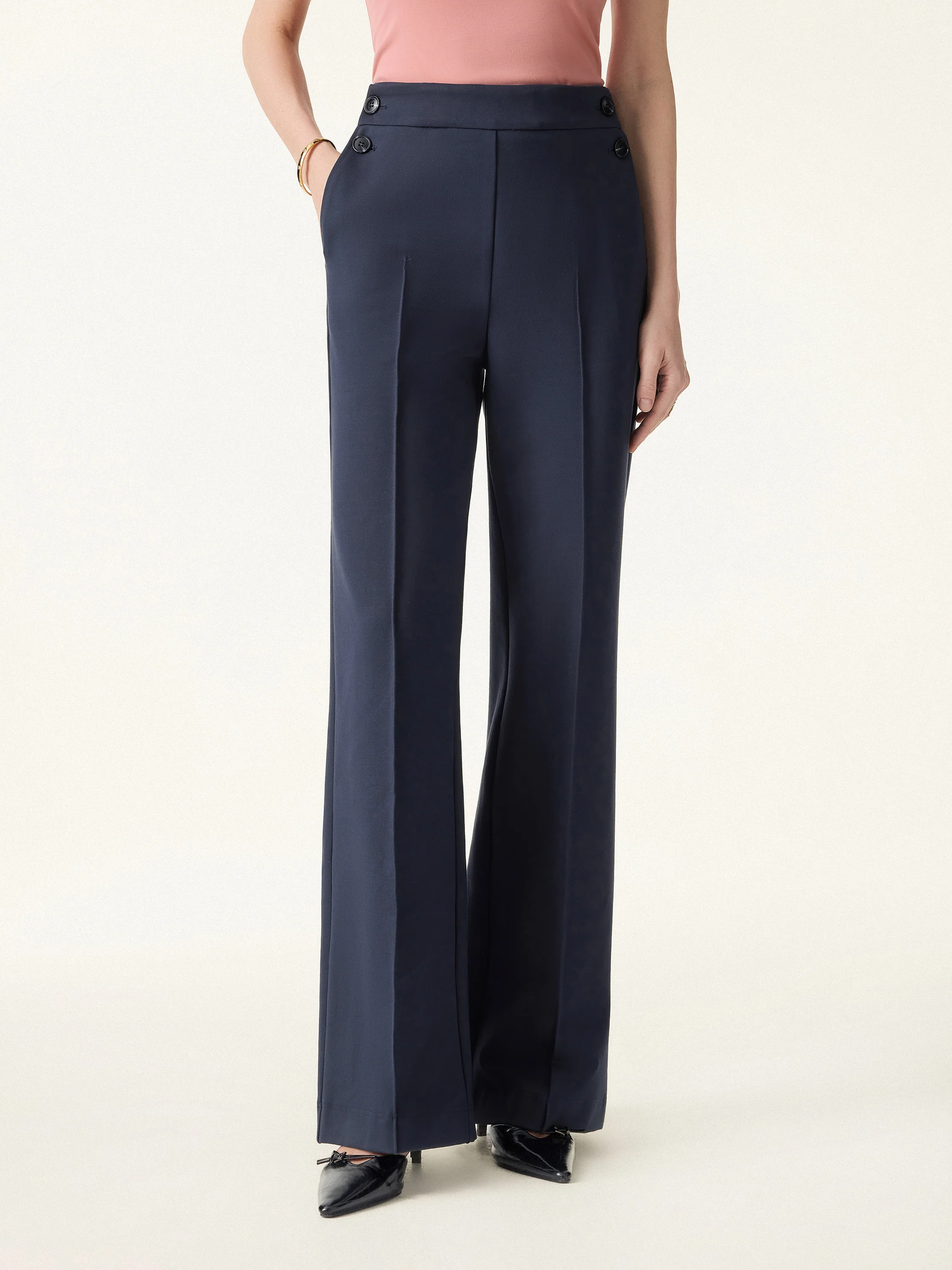 4-Way Stretch A-Line Wide Leg Pull-on Work Pants with Pockets - Image 6