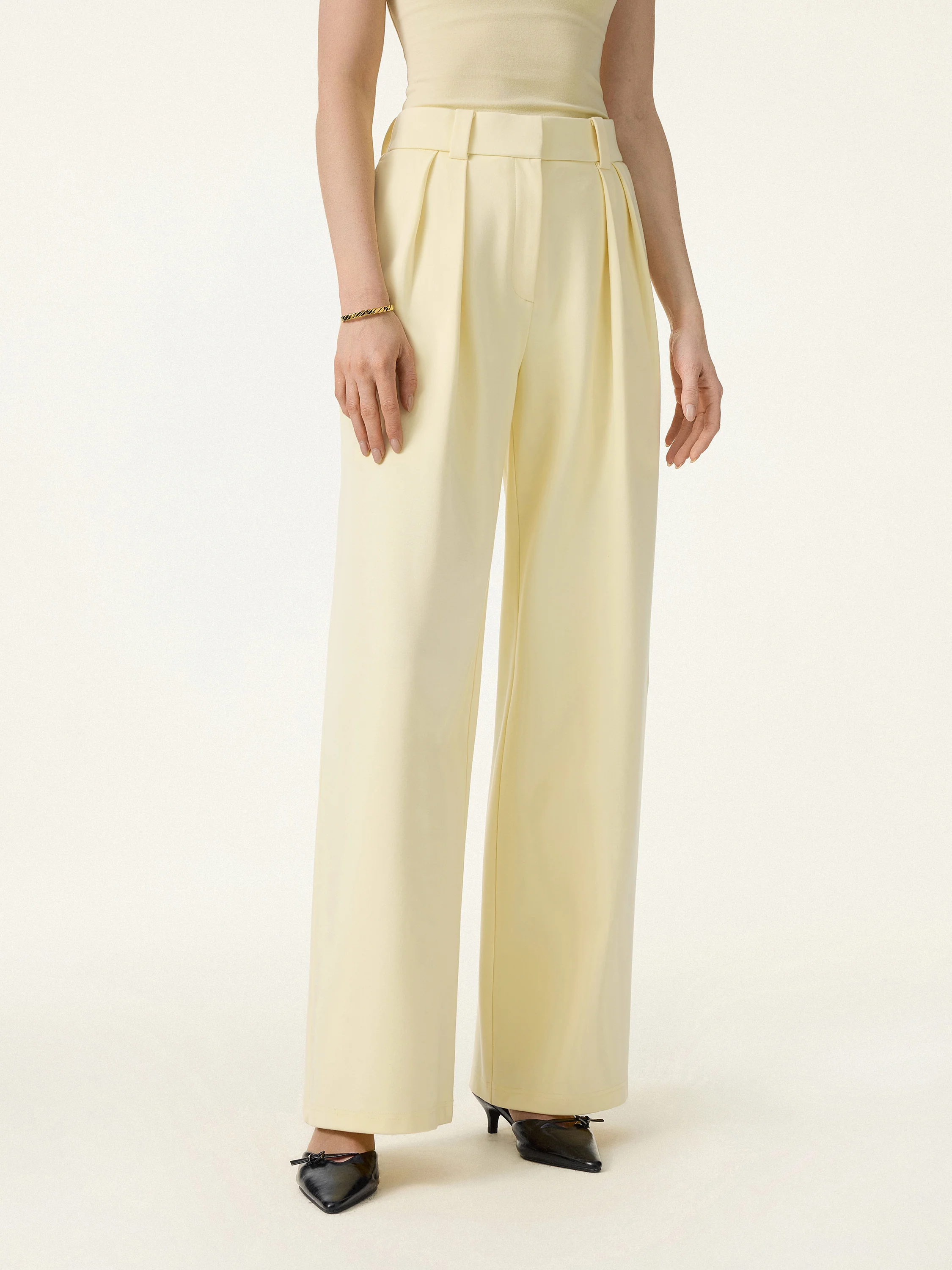 4-Way Stretch Drapey Mid Rise Wide Leg Work Pants - Image 12