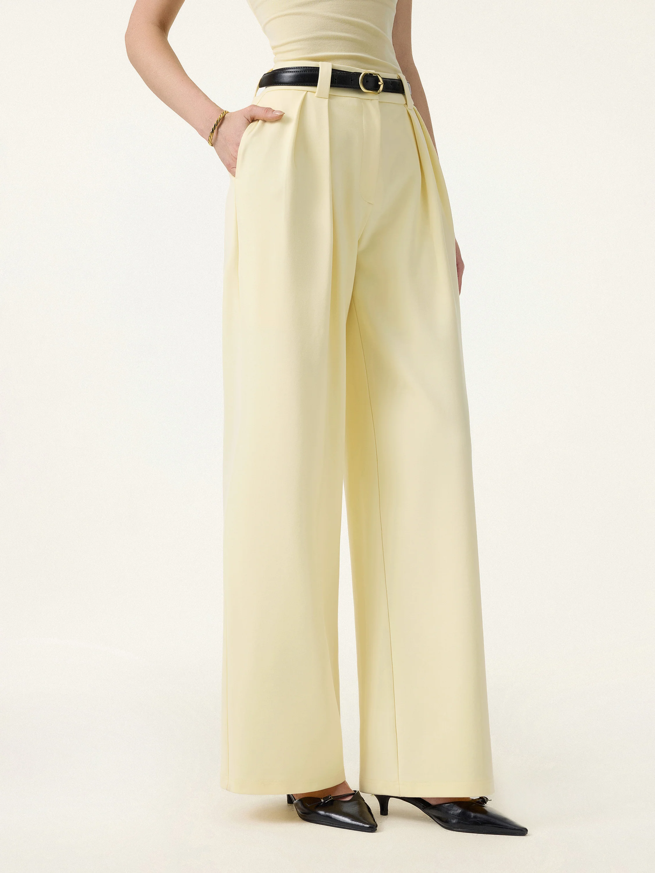 4-Way Stretch Drapey Mid Rise Wide Leg Work Pants - Image 13