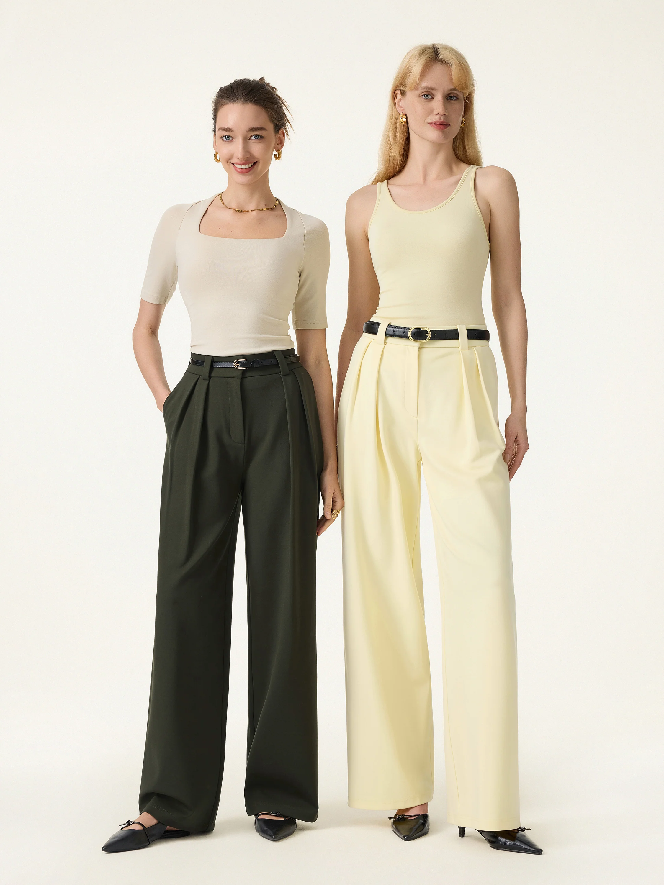 4-Way Stretch Drapey Mid Rise Wide Leg Work Pants - Image 2