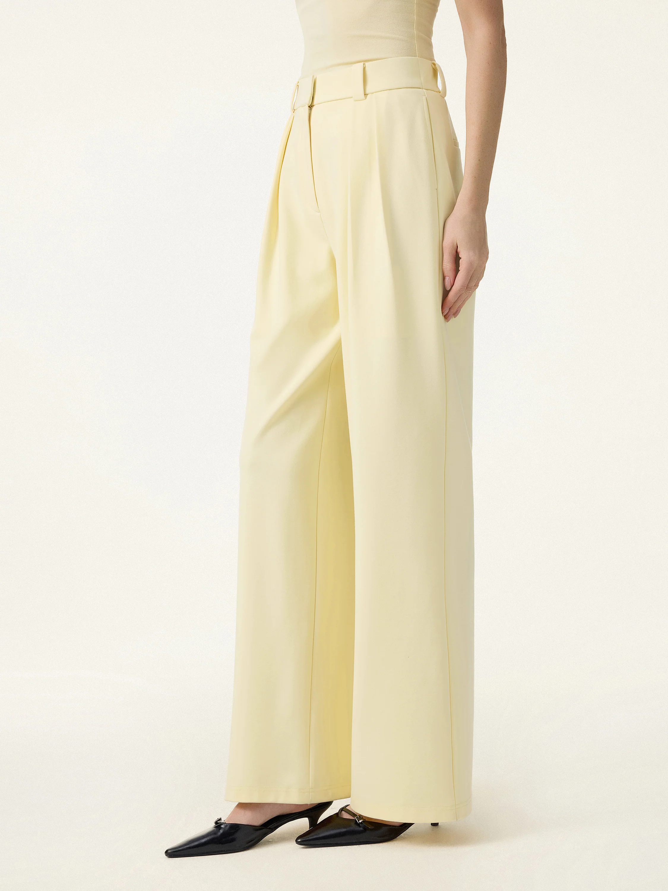 4-Way Stretch Drapey Mid Rise Wide Leg Work Pants - Image 3