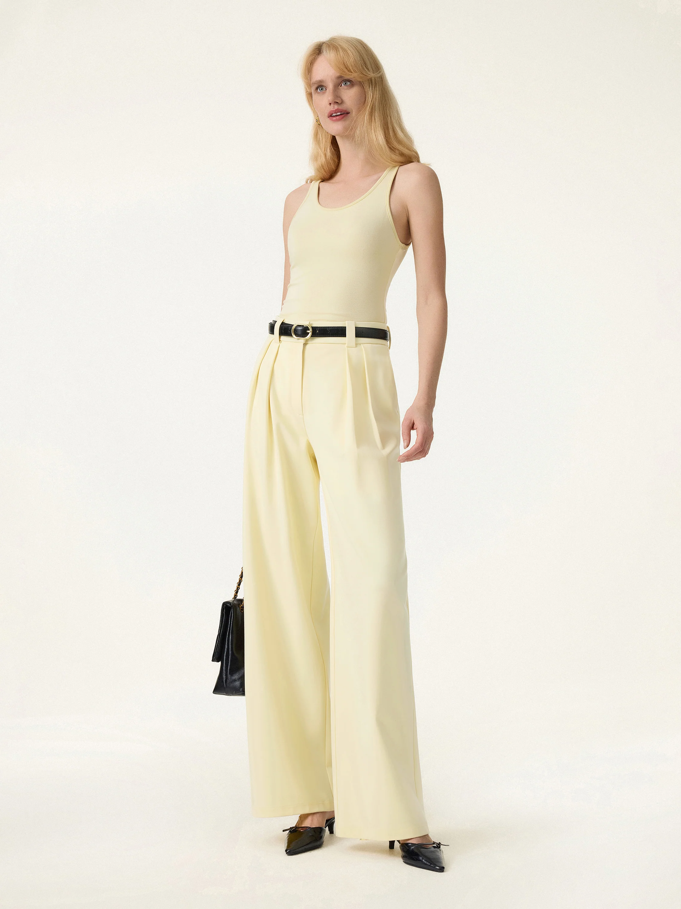 4-Way Stretch Drapey Mid Rise Wide Leg Work Pants - Image 5