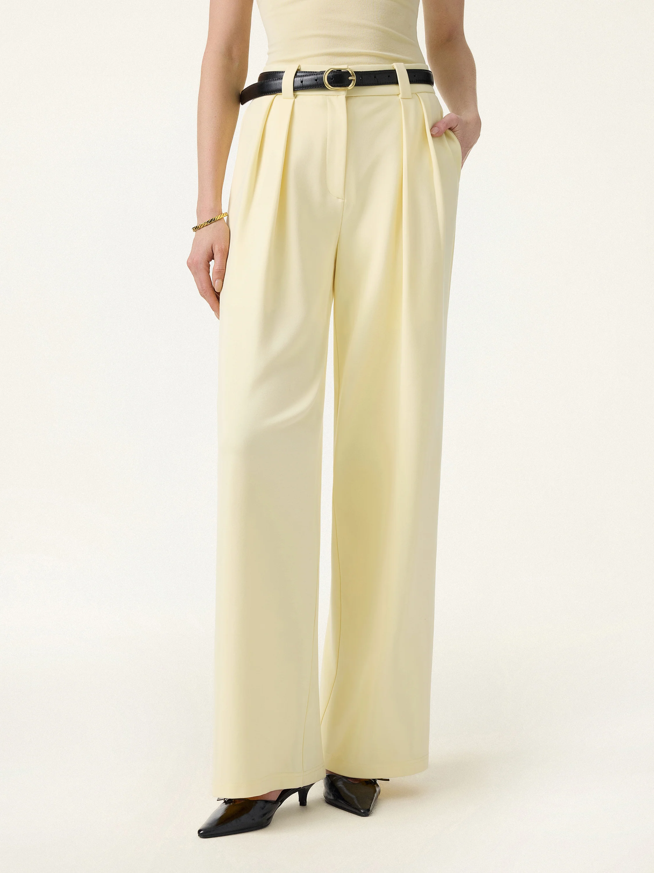 4-Way Stretch Drapey Mid Rise Wide Leg Work Pants - Image 6