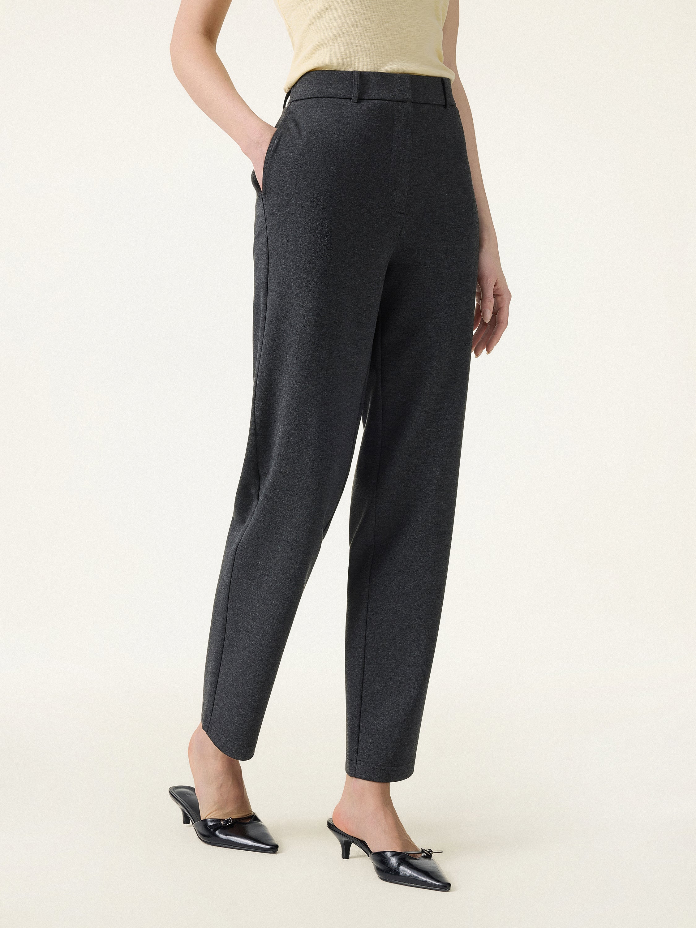 4-Way Stretch High Rise Tapered Leg Pants with Pockets - Image 10