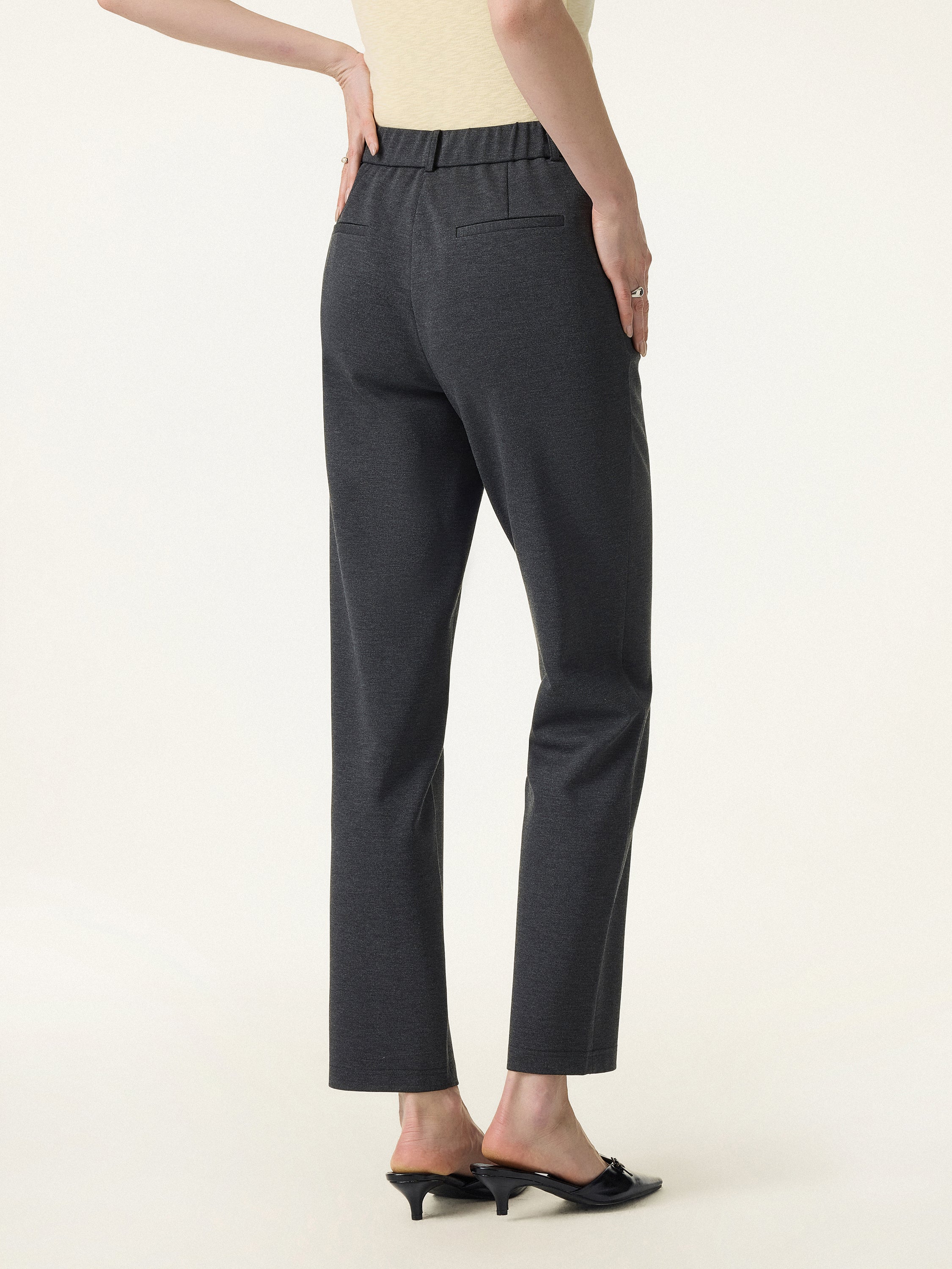 4-Way Stretch High Rise Tapered Leg Pants with Pockets - Image 11