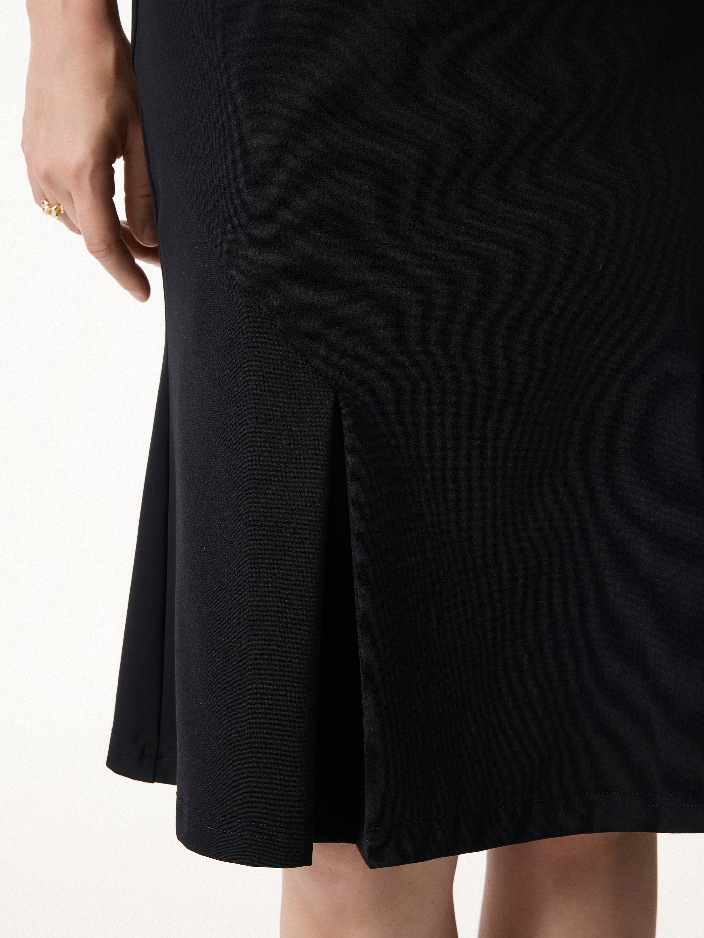4-Way Stretch Knee Length Pleated Flare Skirt - Image 2