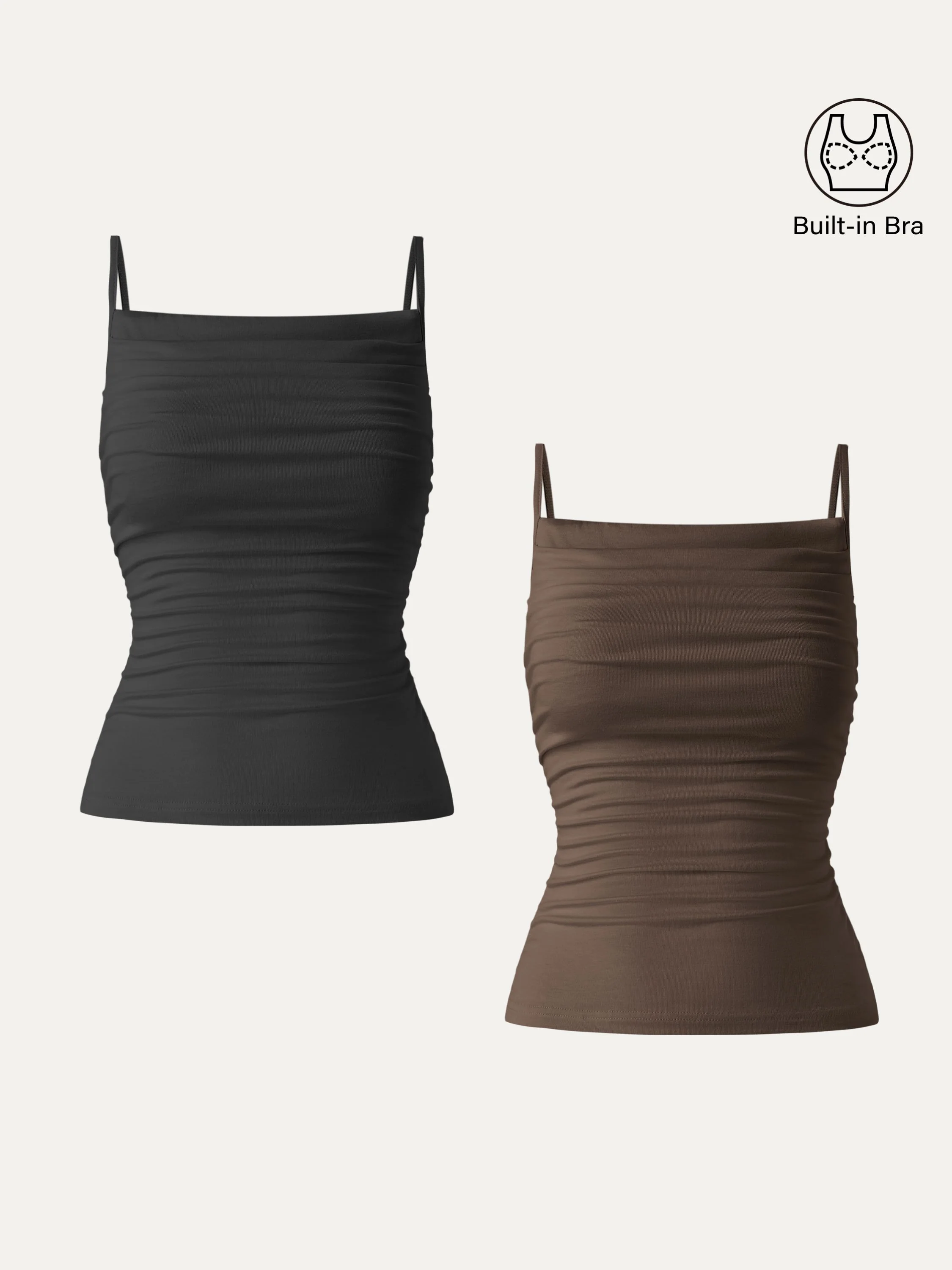 Adjustable Spaghetti Straps Side Ruched New Airy Bra Tank - Image 15