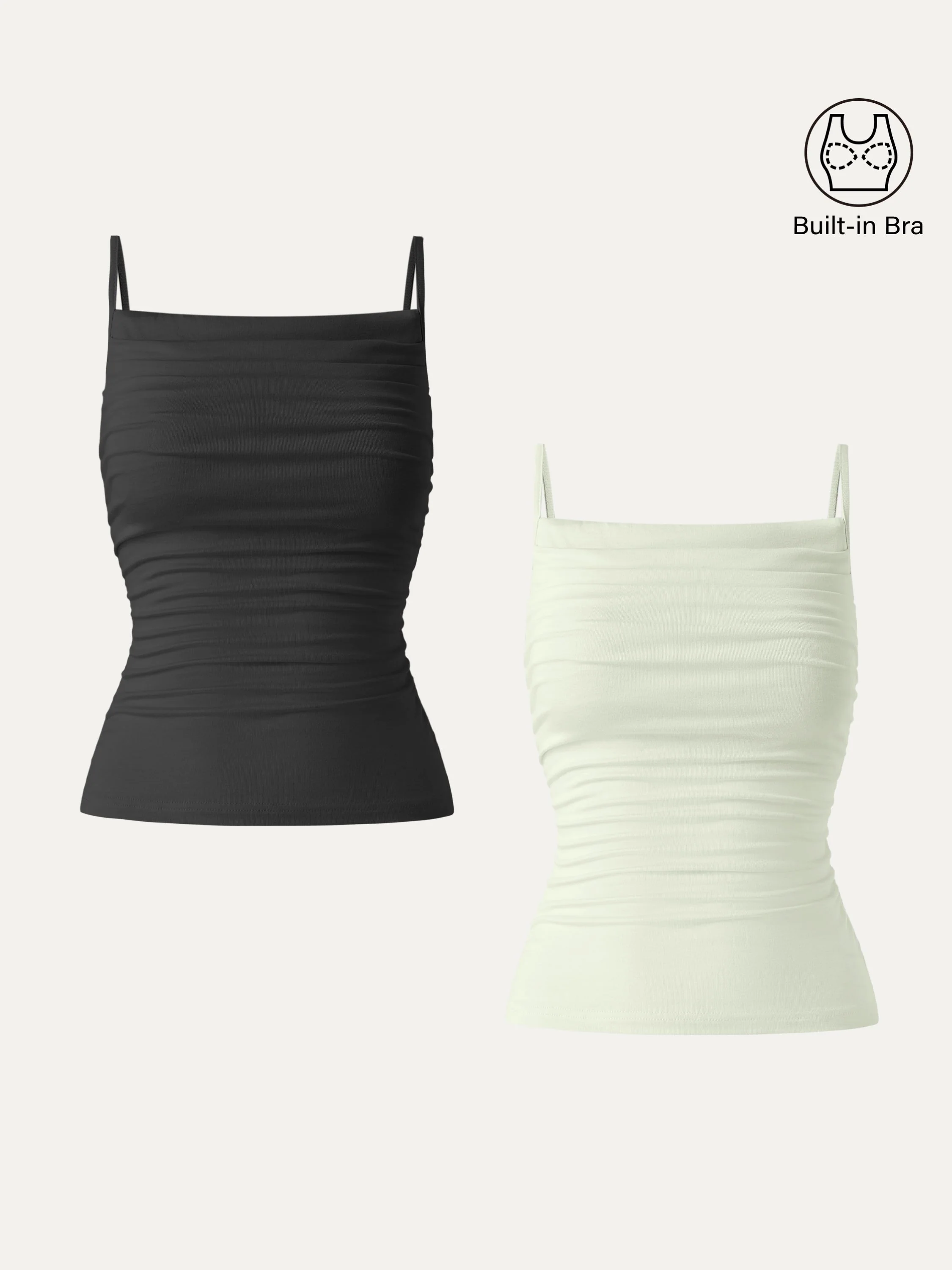 Adjustable Spaghetti Straps Side Ruched New Airy Bra Tank - Image 16