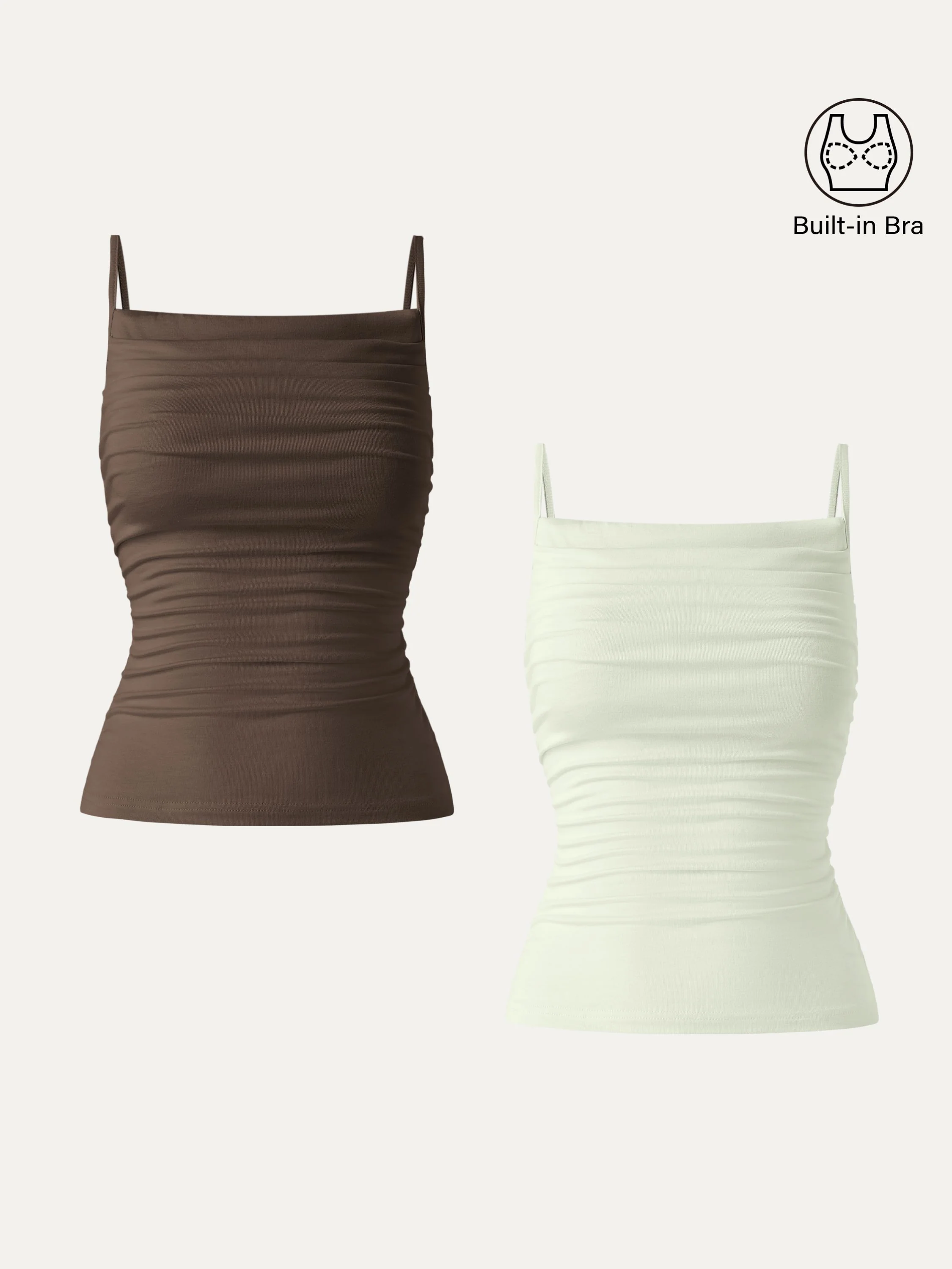 Adjustable Spaghetti Straps Side Ruched New Airy Bra Tank - Image 17