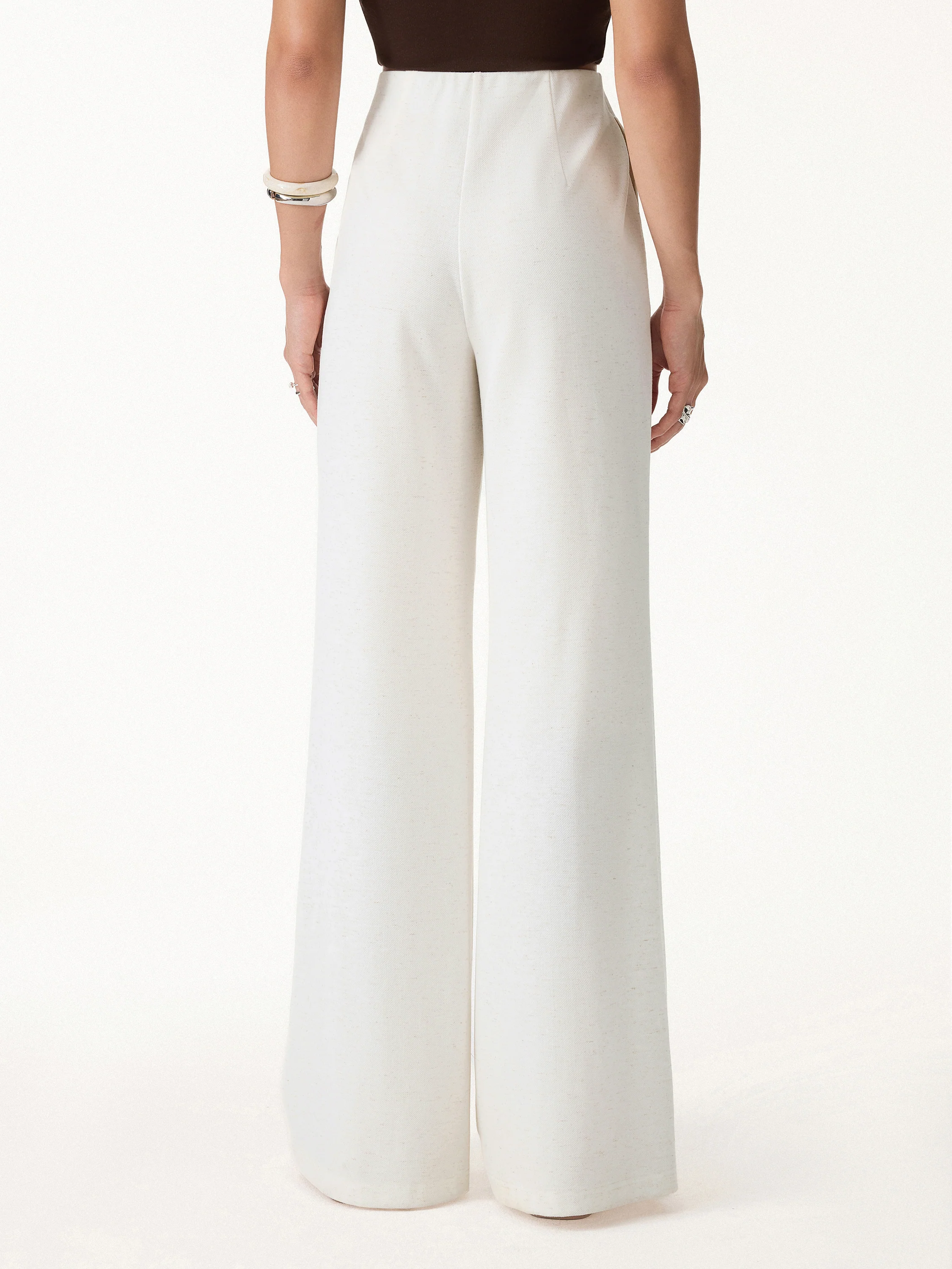 Airy Stretch Linen Wide Flare Pants with Pockets - Image 11
