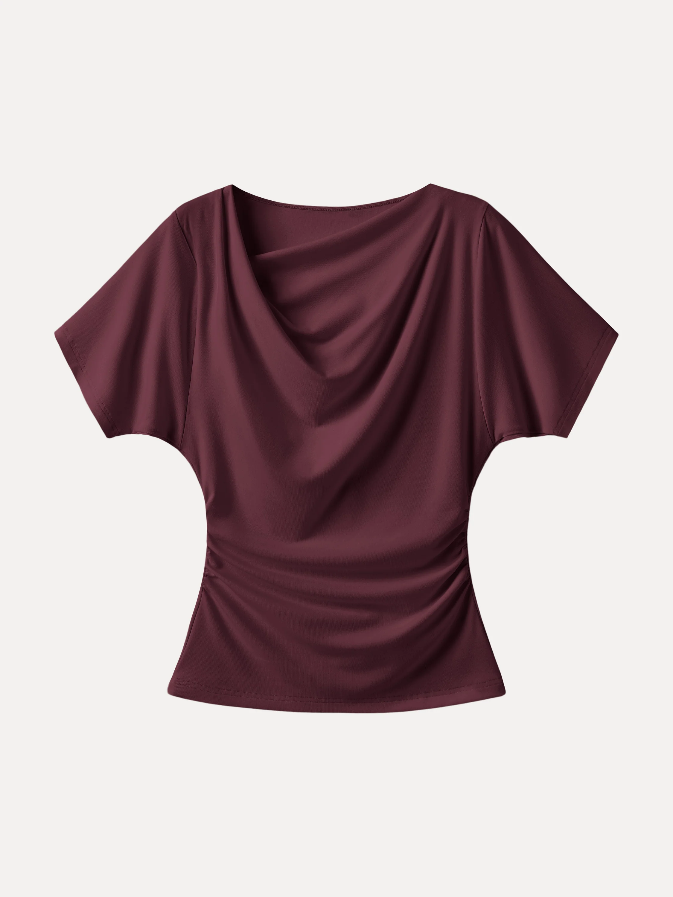 Asymmetrical Cowl Neck Ruched Top - Image 11