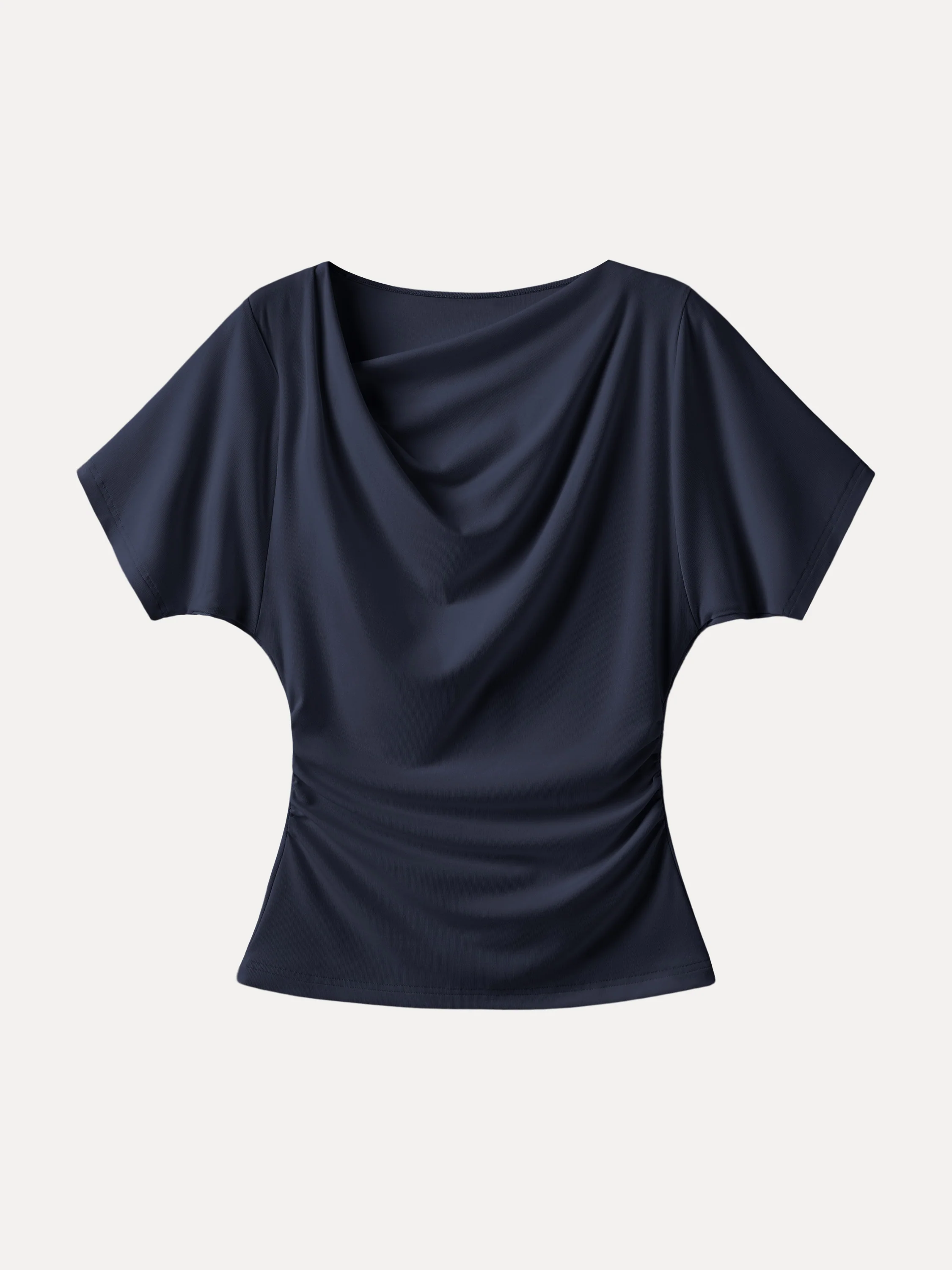 Asymmetrical Cowl Neck Ruched Top - Image 12