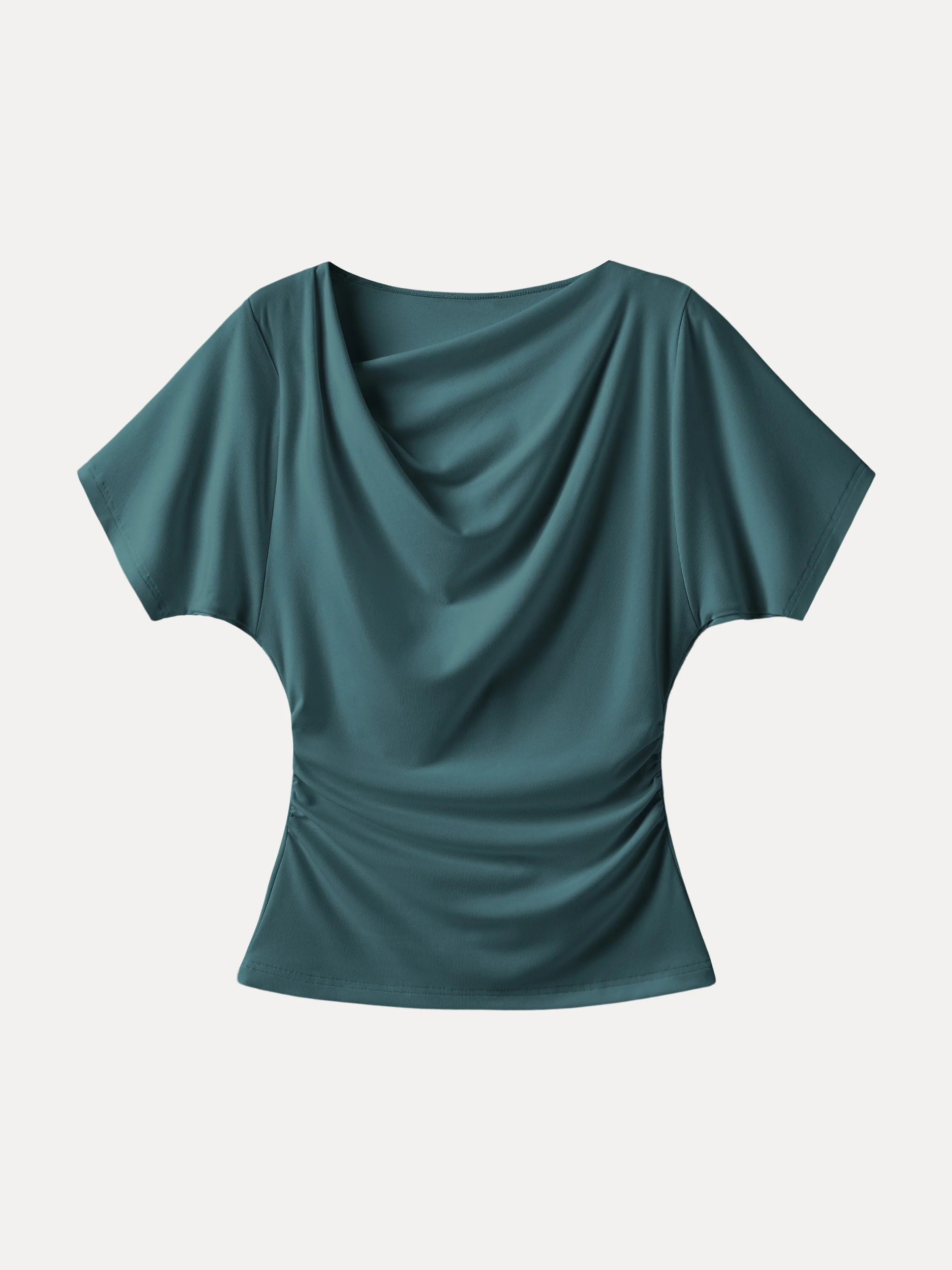 Asymmetrical Cowl Neck Ruched Top - Image 15
