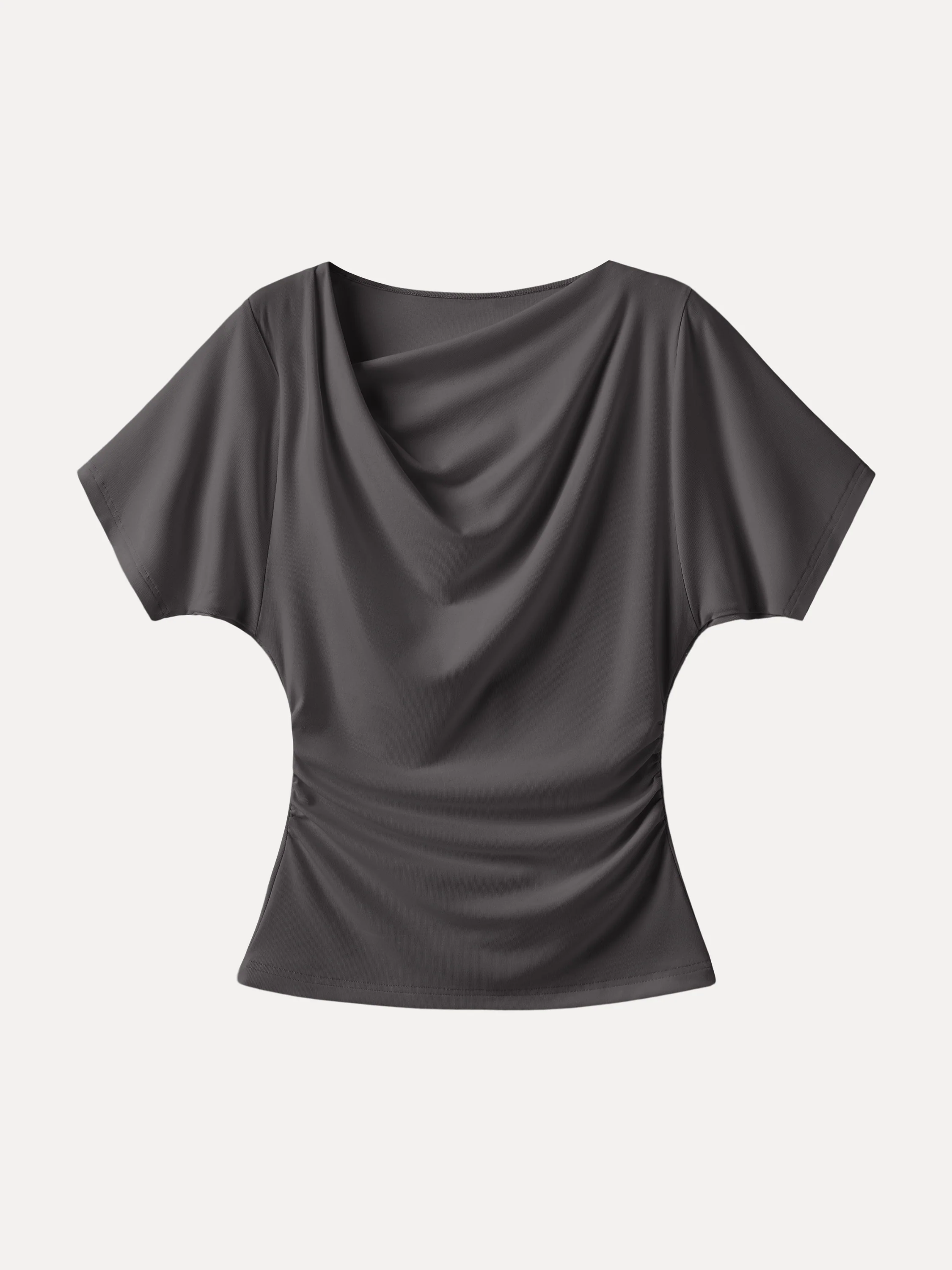 Asymmetrical Cowl Neck Ruched Top - Image 17