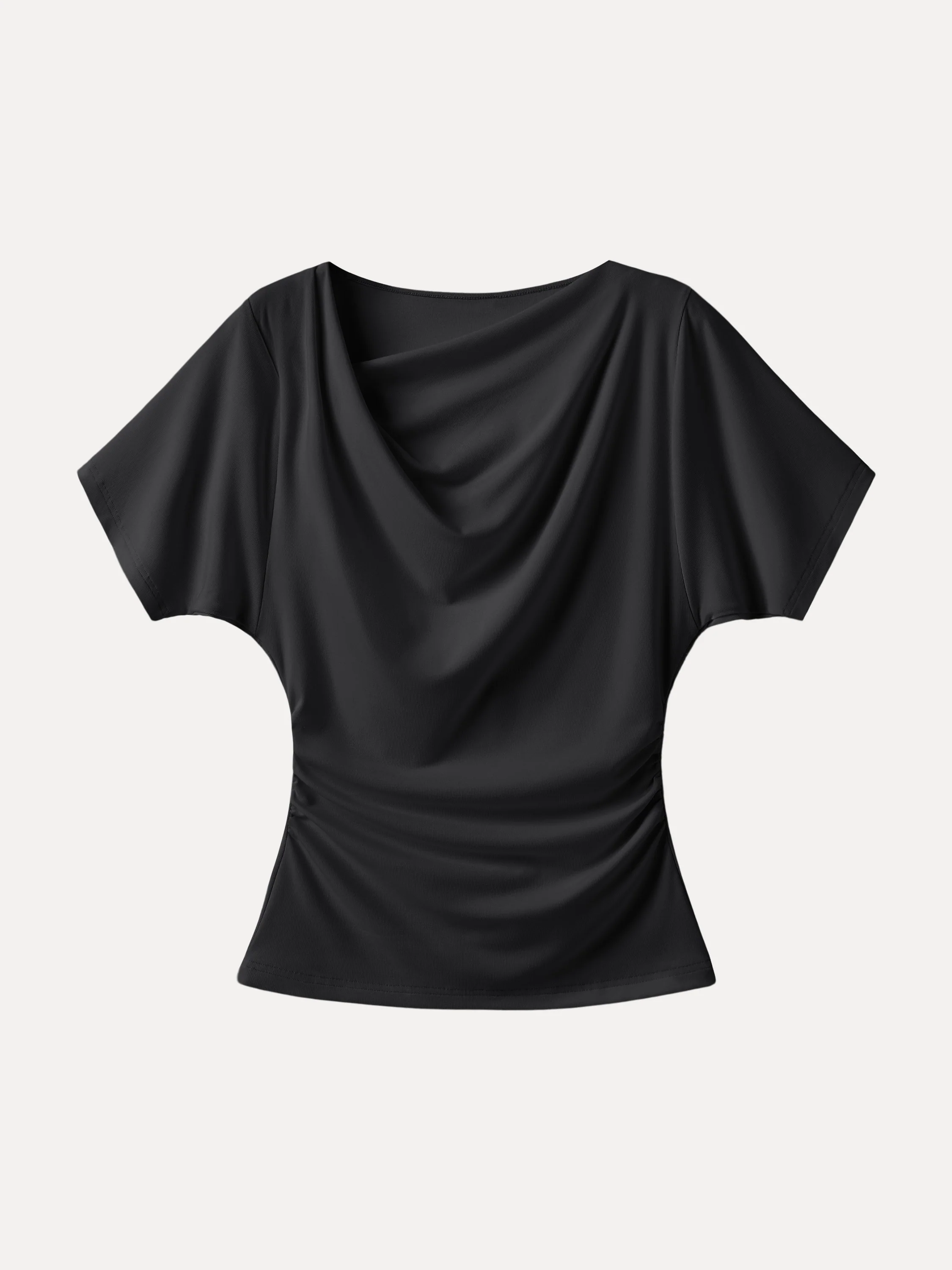 Asymmetrical Cowl Neck Ruched Top - Image 18