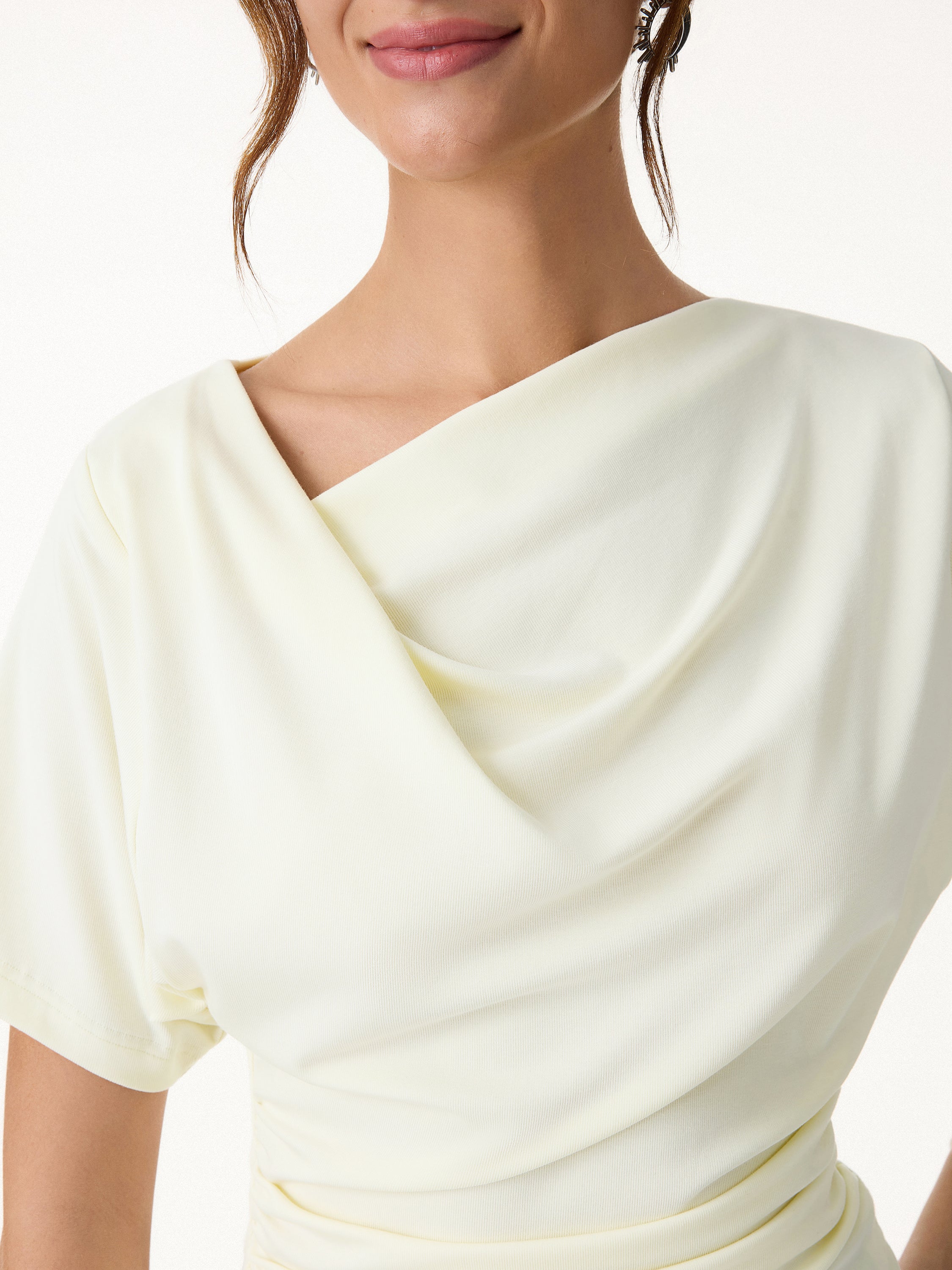 Asymmetrical Cowl Neck Ruched Top - Image 3
