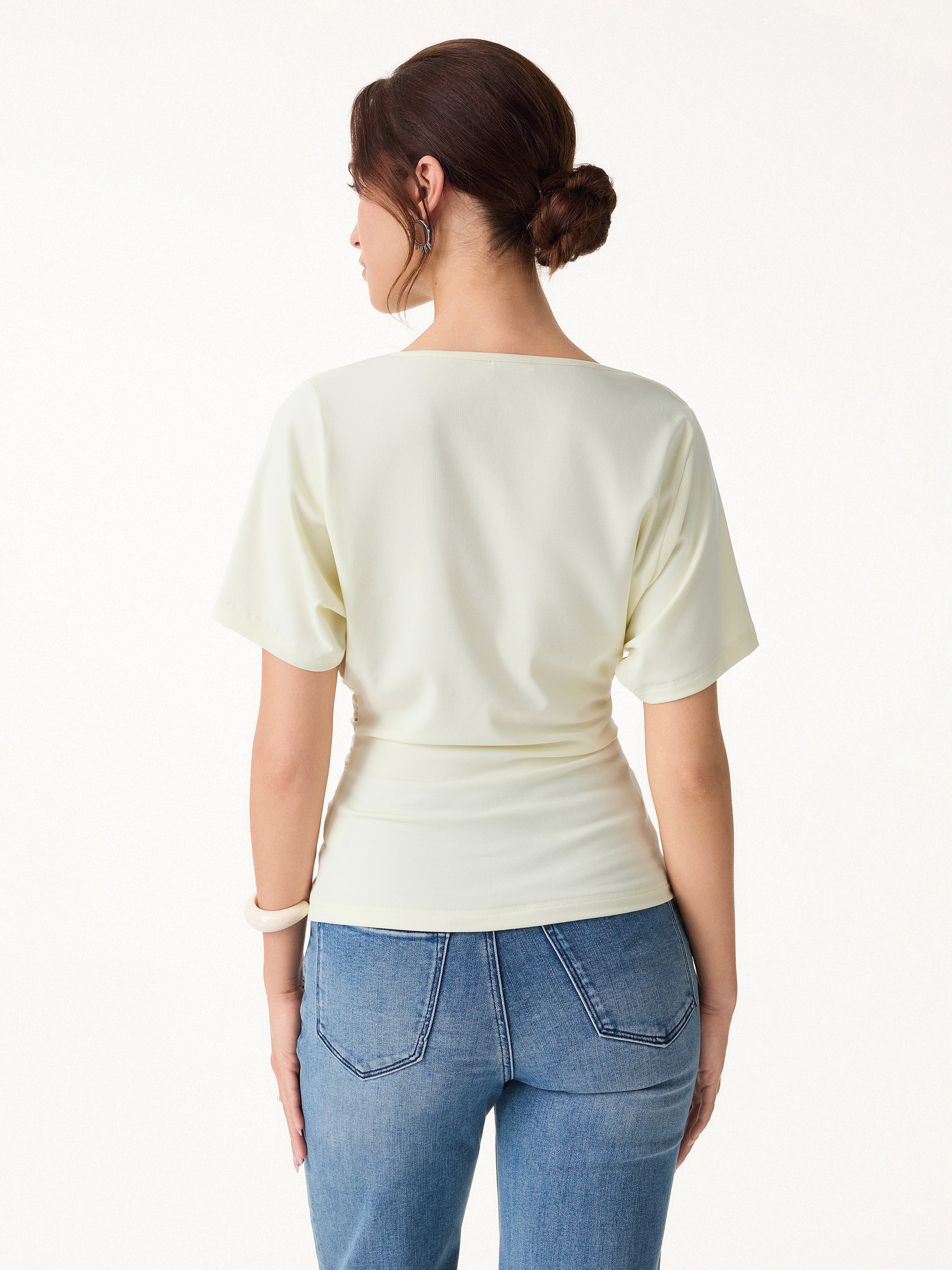 Asymmetrical Cowl Neck Ruched Top - Image 7