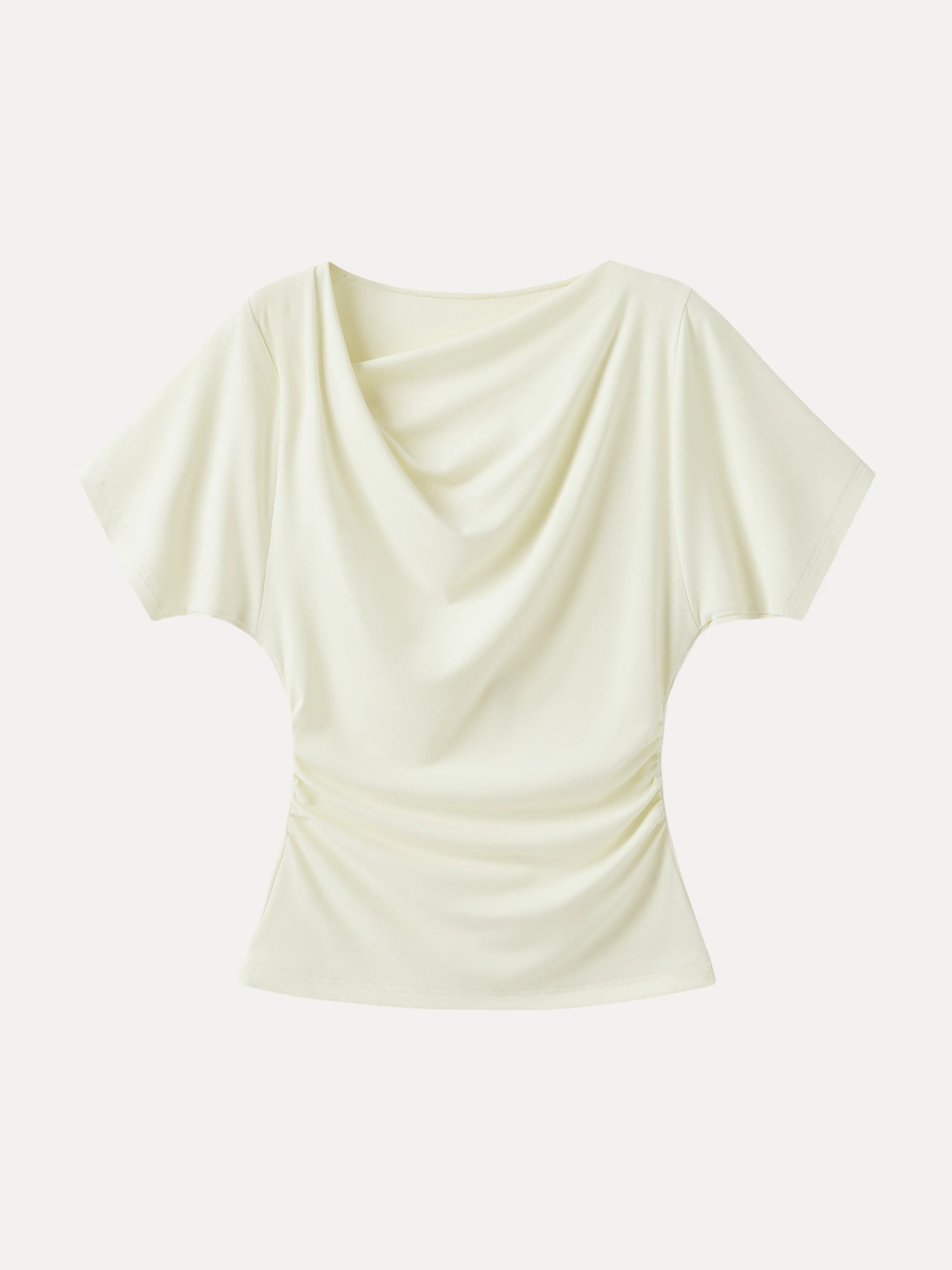 Asymmetrical Cowl Neck Ruched Top - Image 9