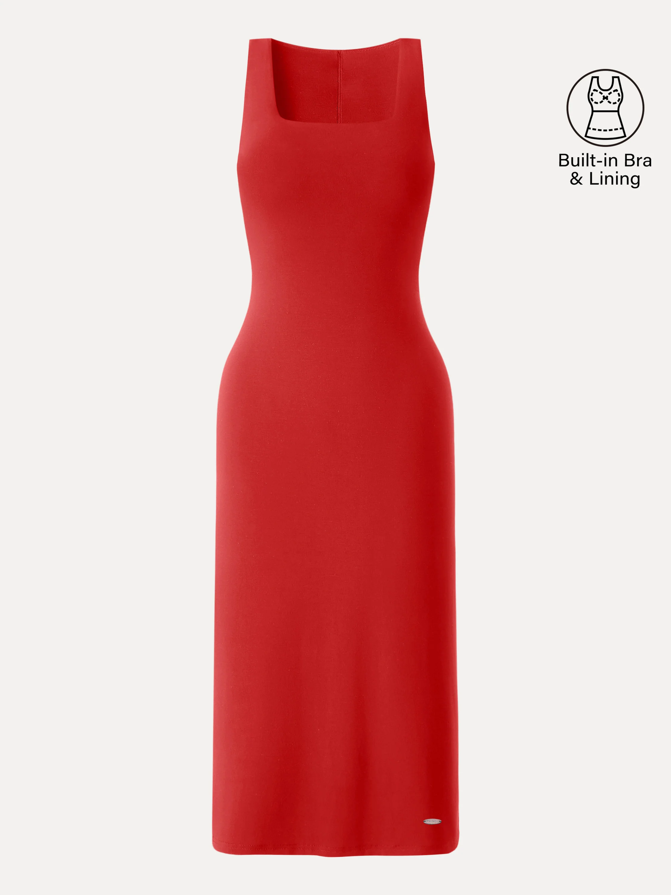 Back Smoothing Bandless Square Neck Midi Bra Dress - Image 16