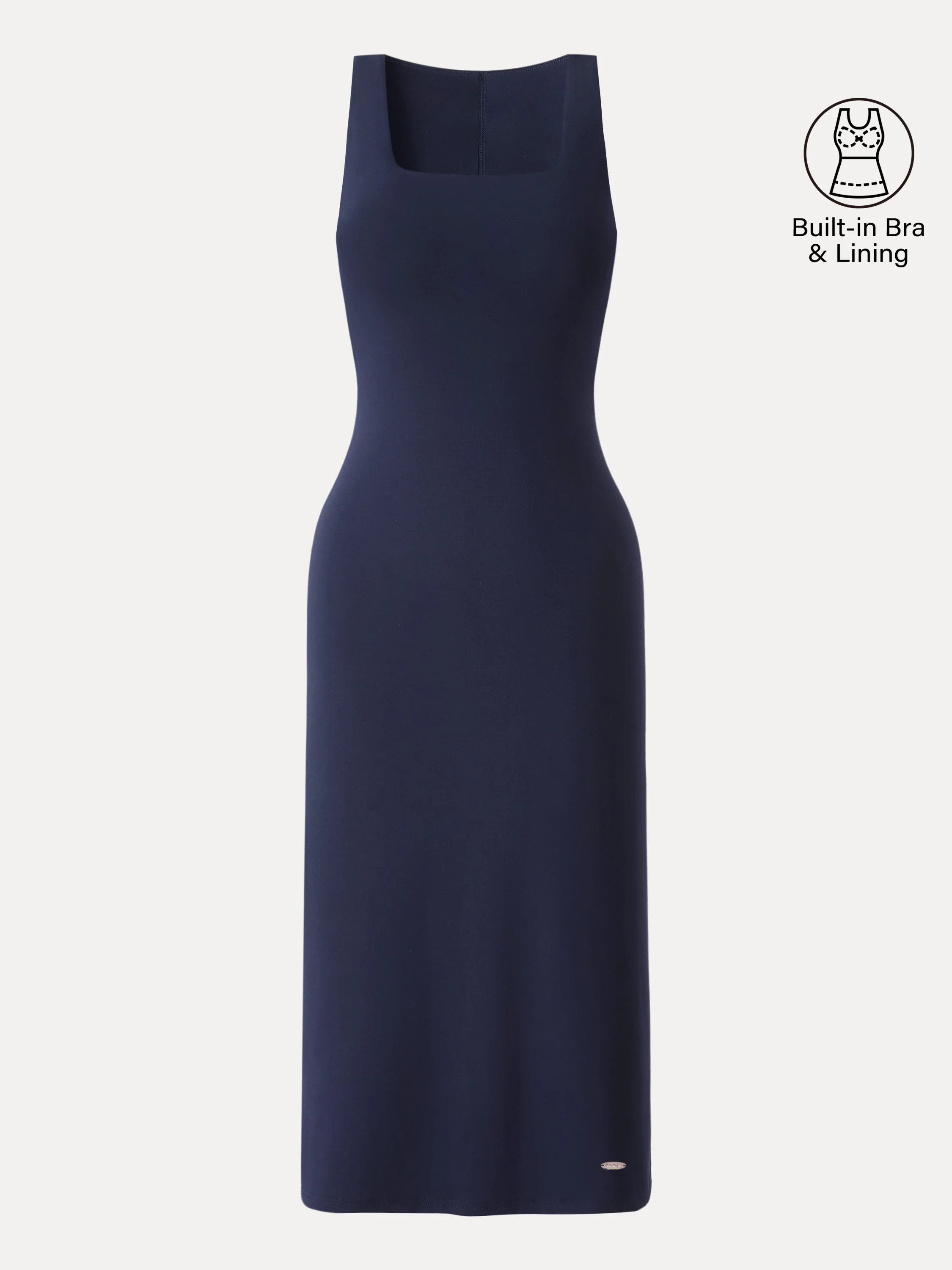 Back Smoothing Bandless Square Neck Midi Bra Dress - Image 17