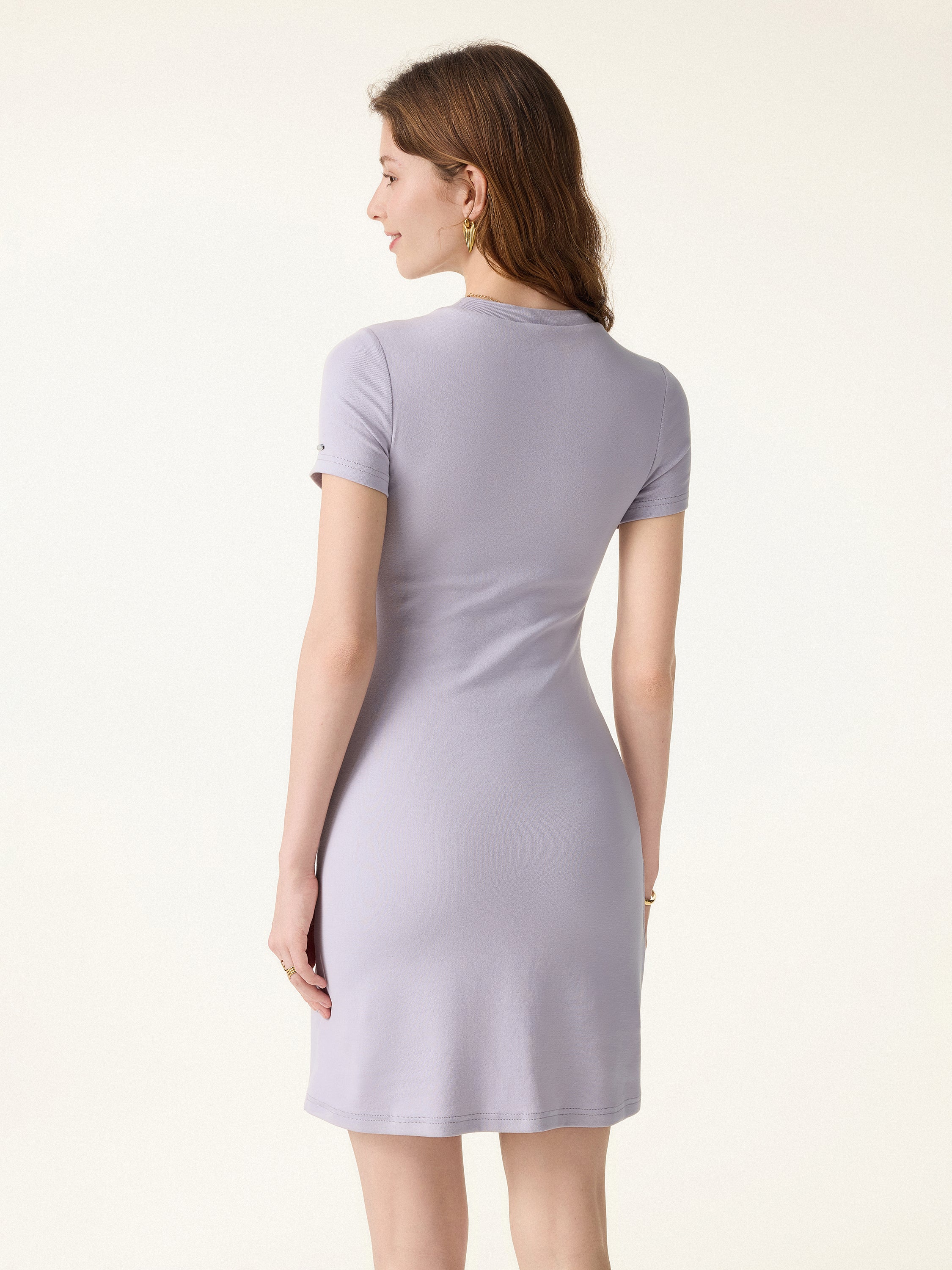 Back Smoothing Everyday Cotton Short Sleeve Mini Bra Dress - Image 11