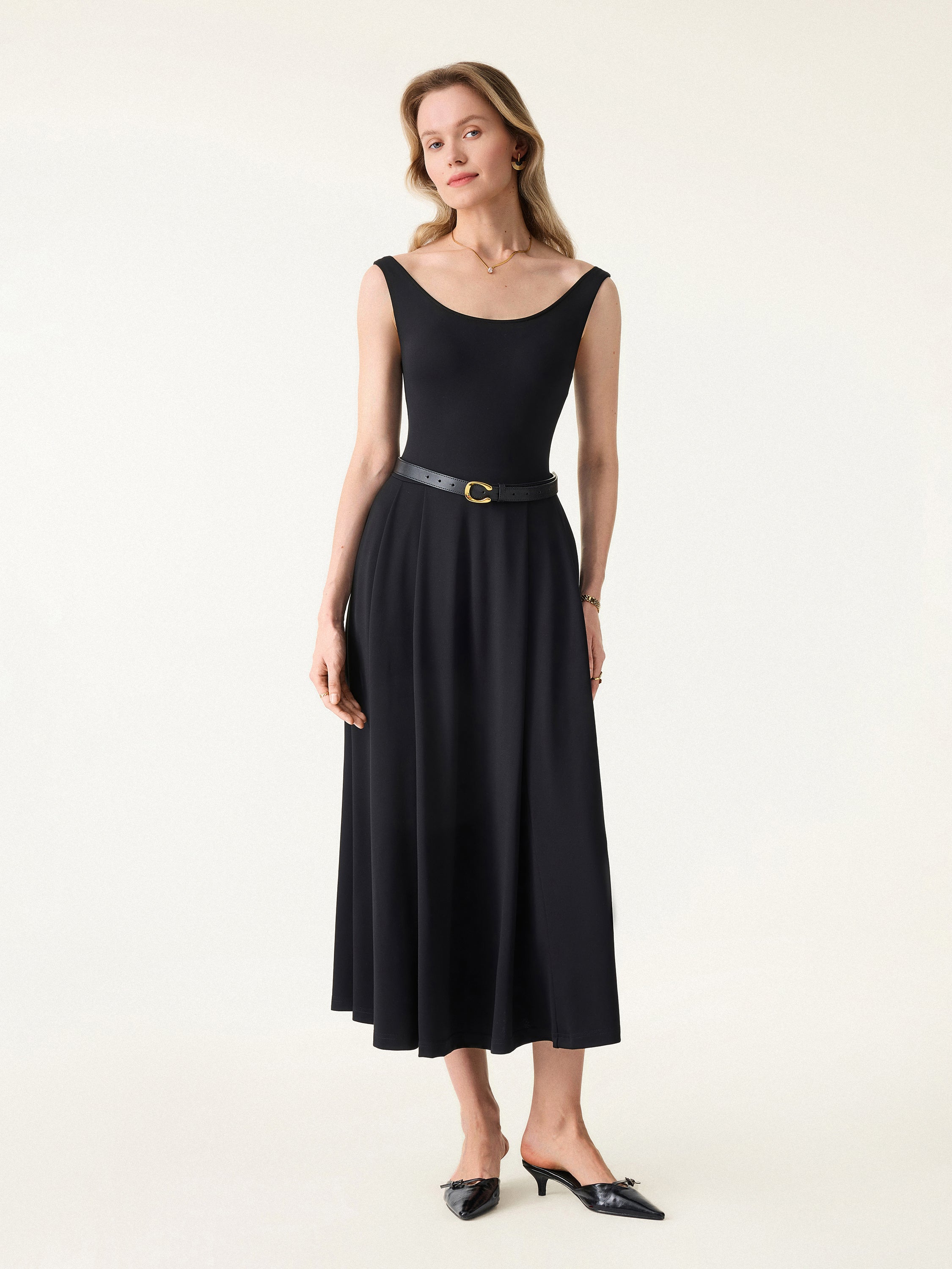 Balletic Scoop Neck Midi Bra Dress with Pockets - Image 3