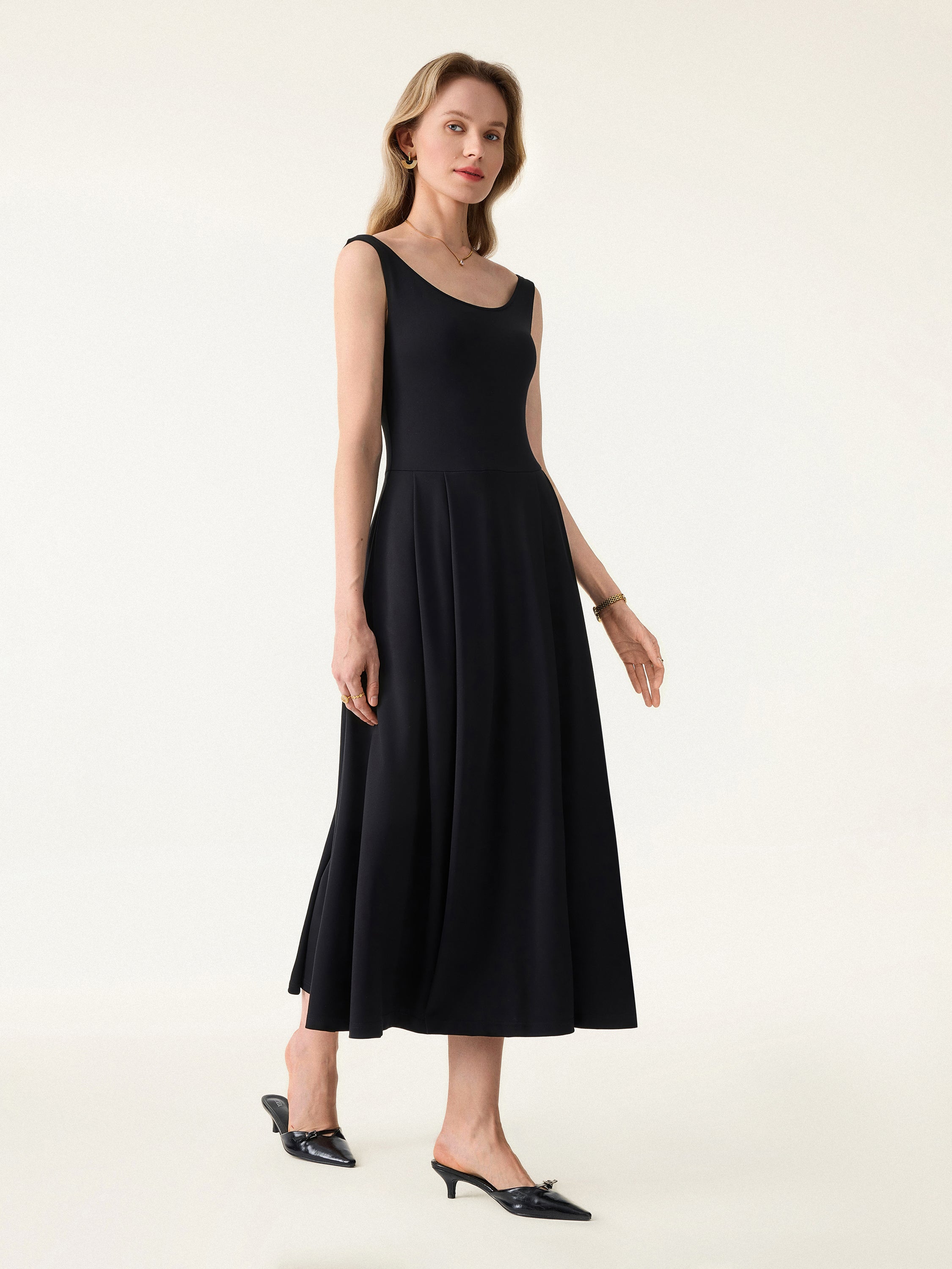 Balletic Scoop Neck Midi Bra Dress with Pockets - Image 8