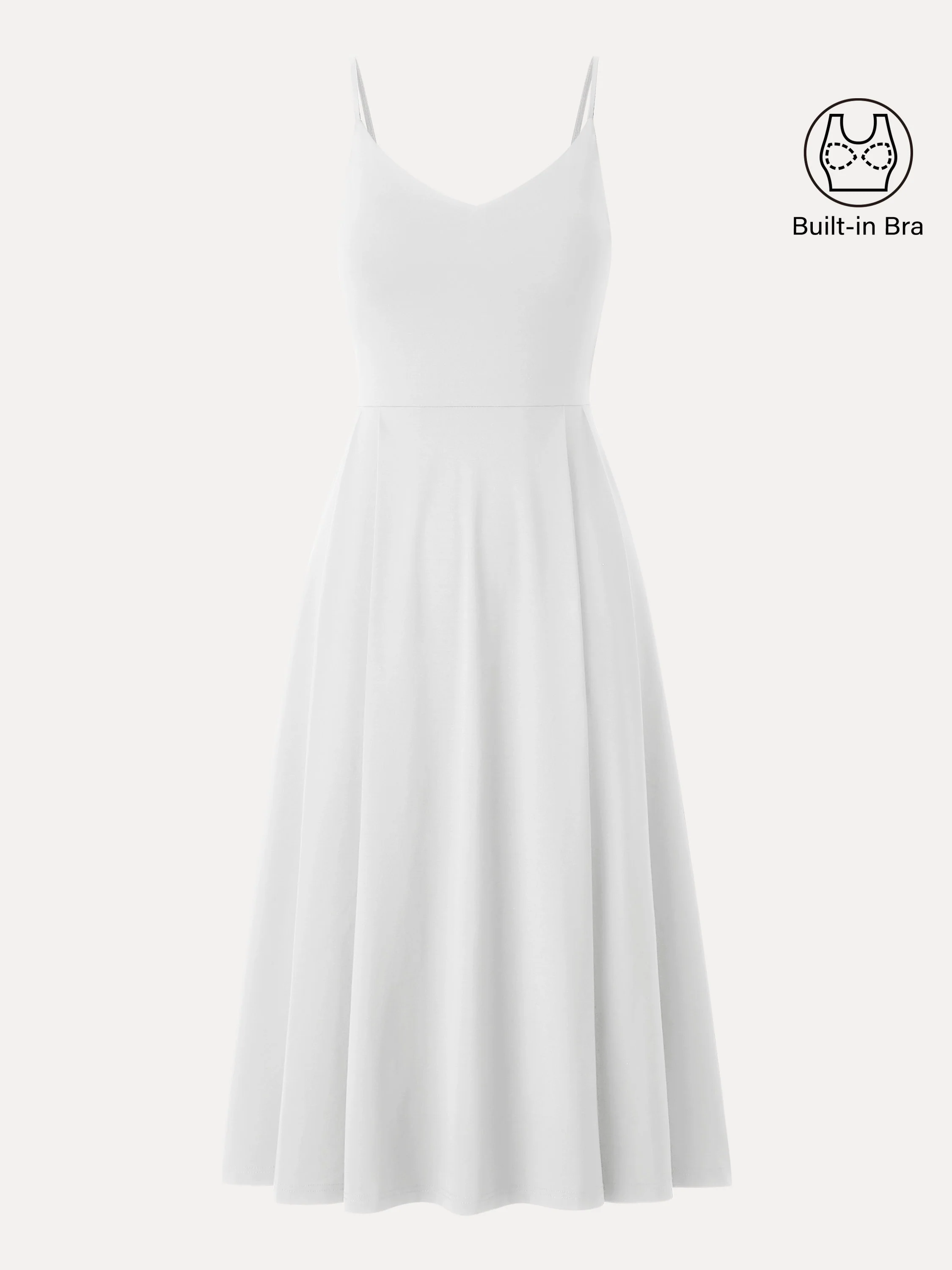 Bamboo Ponte V-neck Fit-and-flare Midi Bra Sundress with Pockets - Image 13