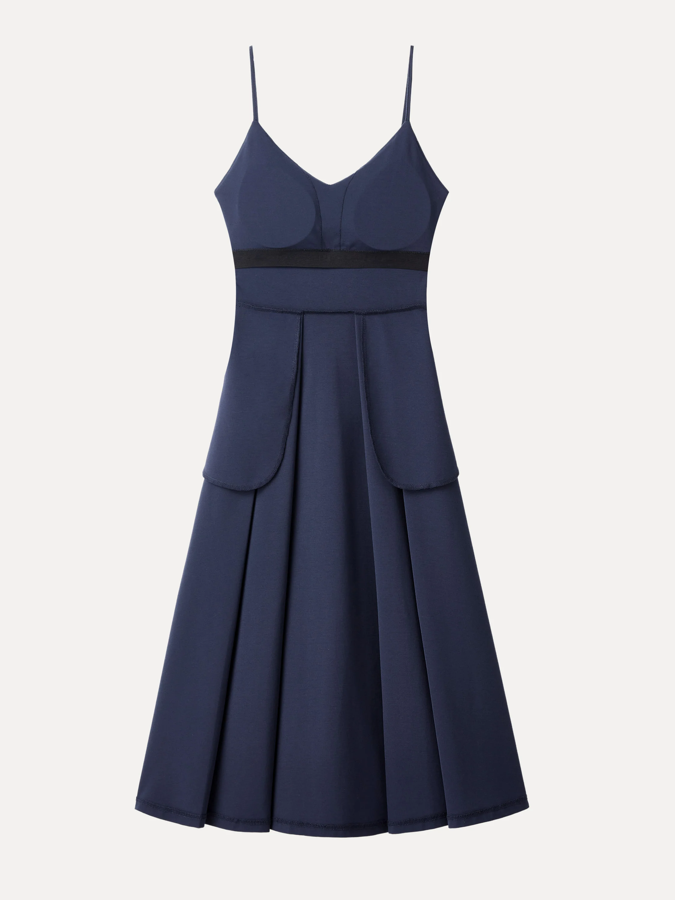 Bamboo Ponte V-neck Fit-and-flare Midi Bra Sundress with Pockets - Image 9