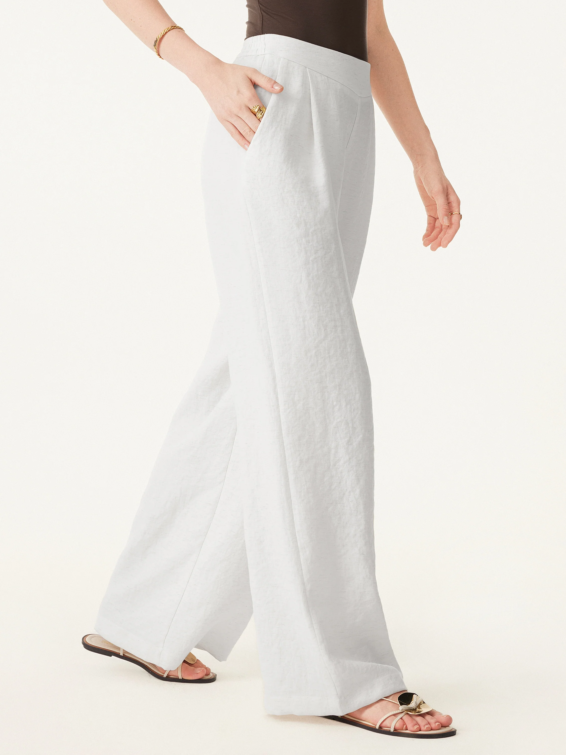Breezy Linen Mid Rise Wide Leg Pant with Pockets - Image 10
