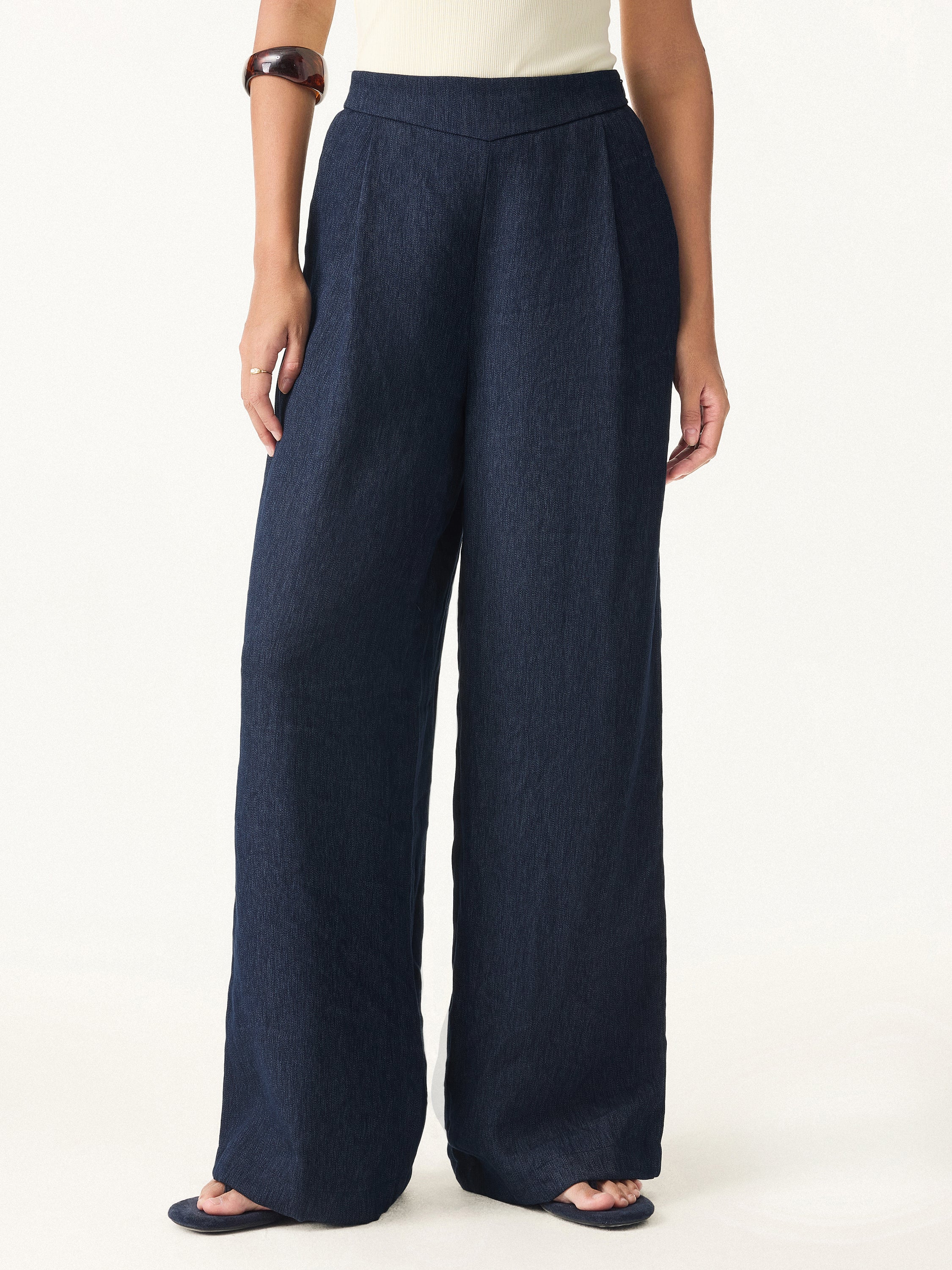 Breezy Linen Mid Rise Wide Leg Pant with Pockets - Image 16