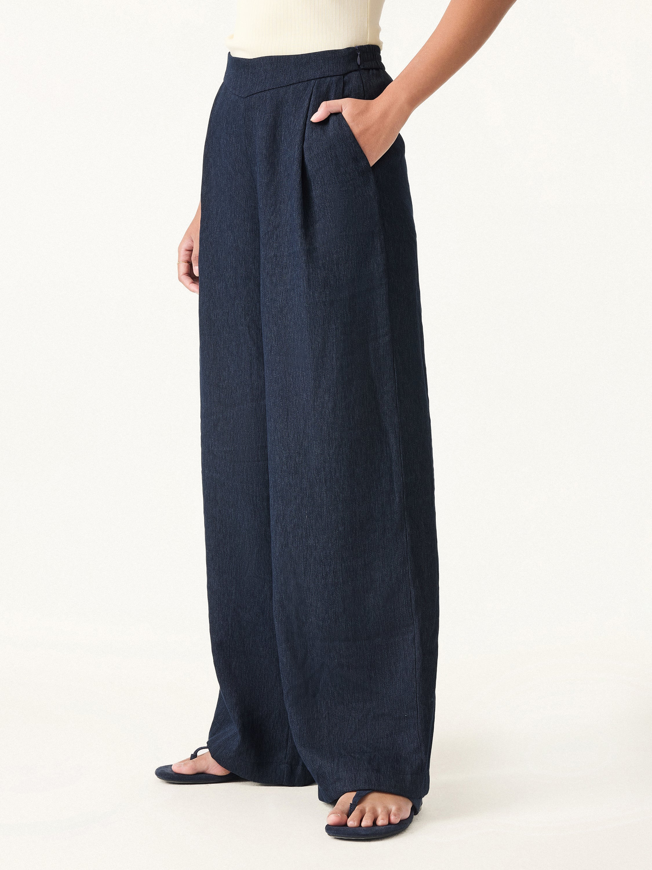 Breezy Linen Mid Rise Wide Leg Pant with Pockets - Image 18
