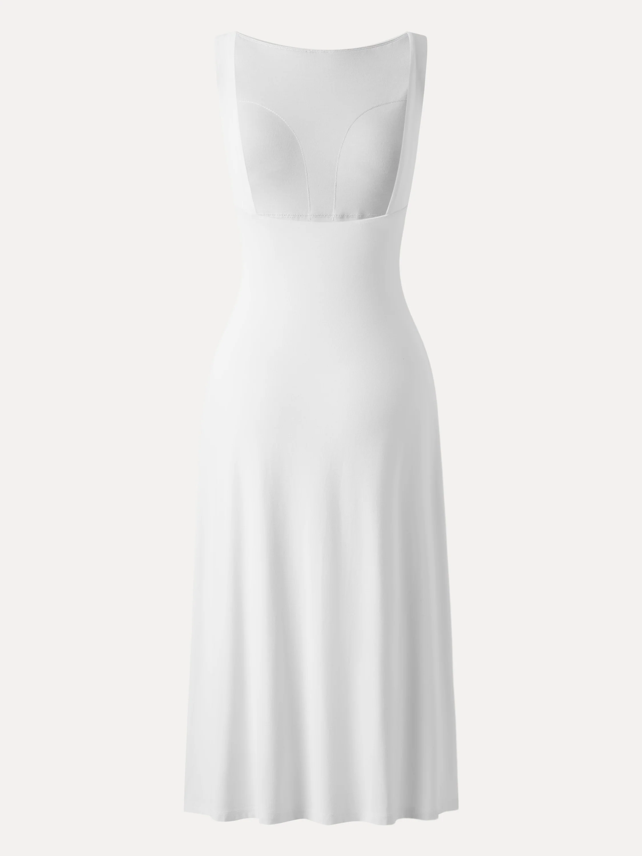Classy Boatneck Open Back Bandless Midi Bra Dress - Image 11