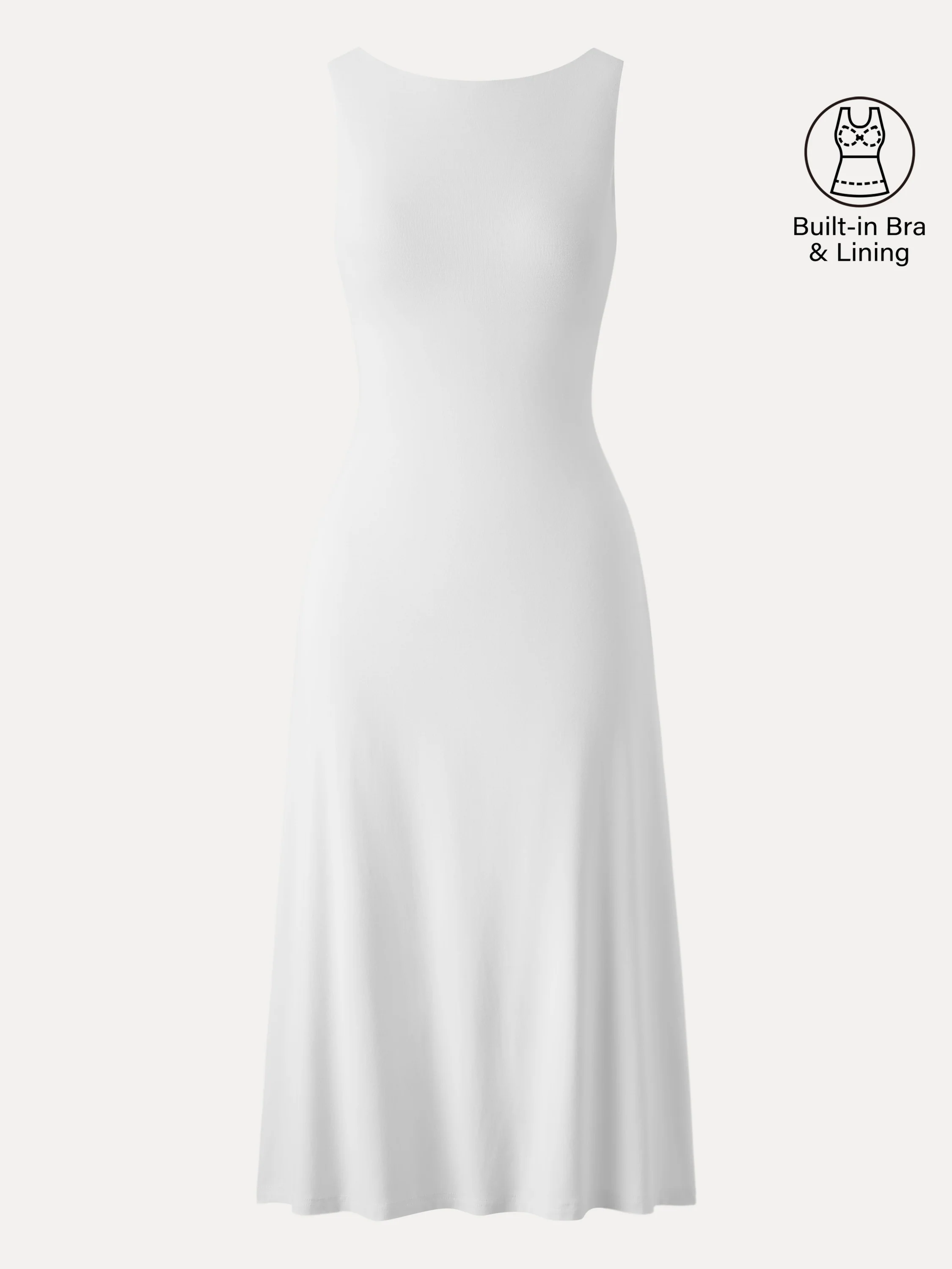 Classy Boatneck Open Back Bandless Midi Bra Dress - Image 5