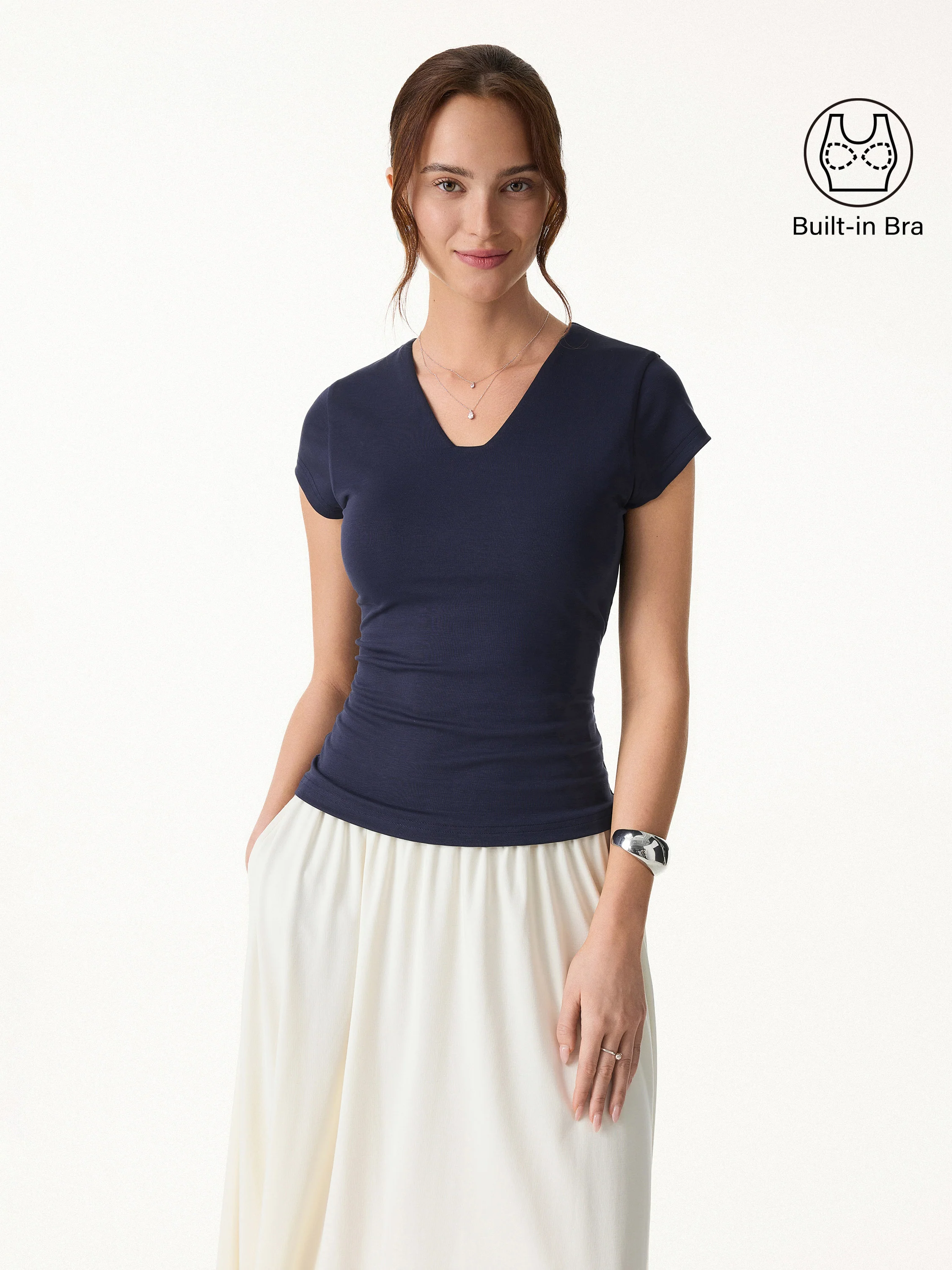 Cool Smooth V-Neck Cap Sleeve Bra Top - Image 6