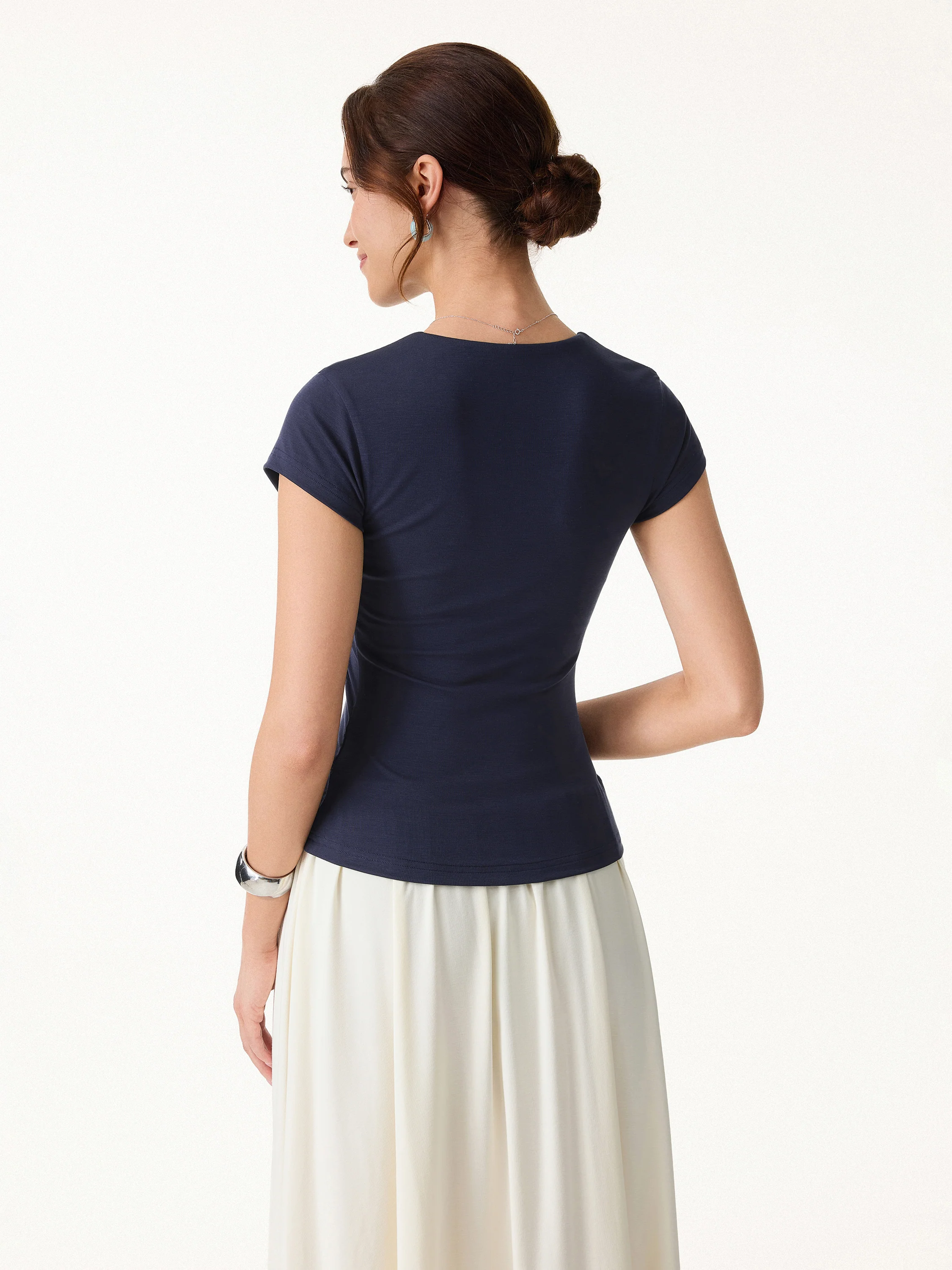 Cool Smooth V-Neck Cap Sleeve Bra Top - Image 8