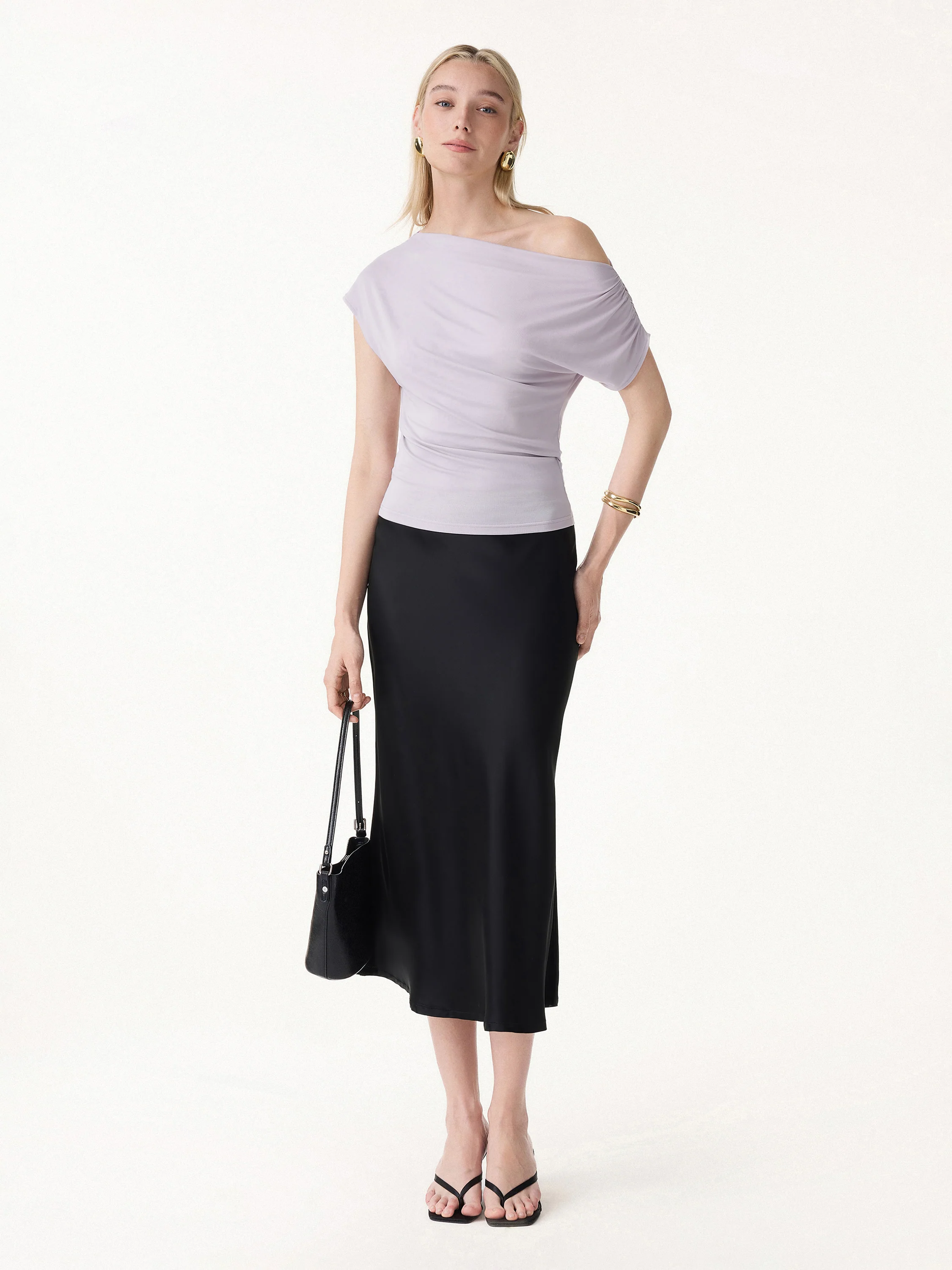Cool-Touch Asymmetrical Ruched Shoulder Top - Image 4
