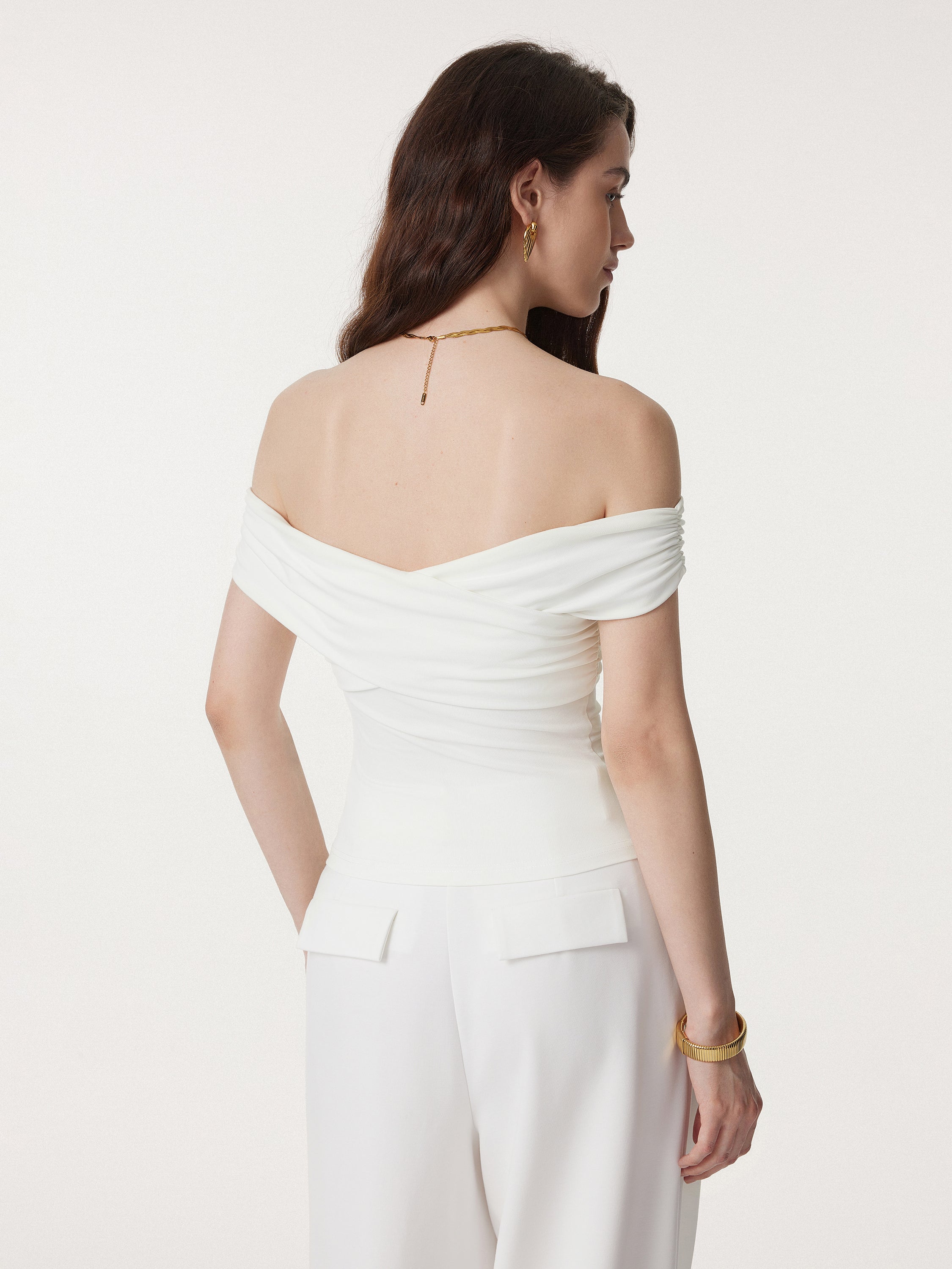 Criss Cross Off Shoulder New Airy Bra Top - Image 13