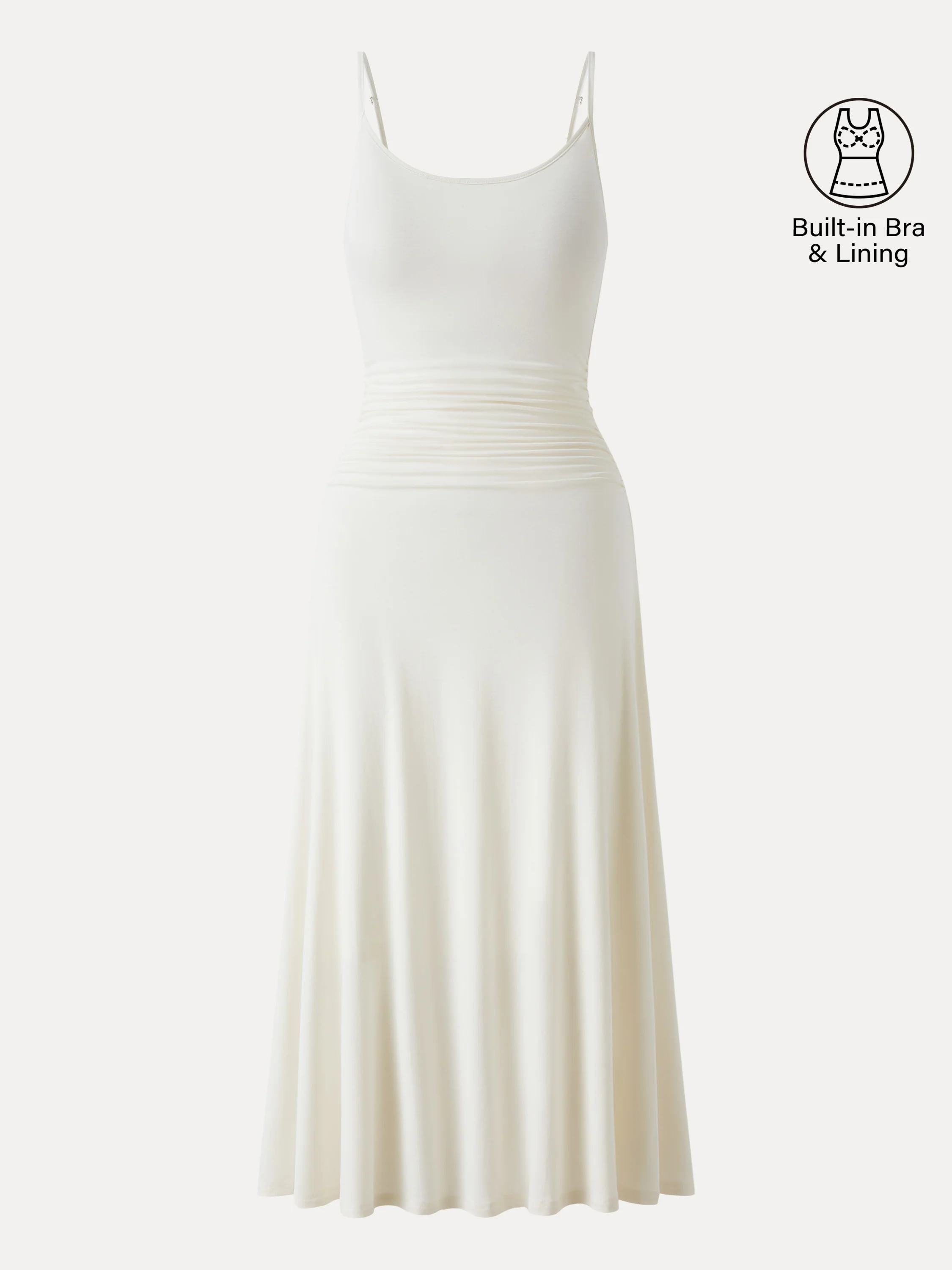 Cooling Lyocell Adjustable Spaghetti Strap Ruched Maxi Bra Dress - Image 11