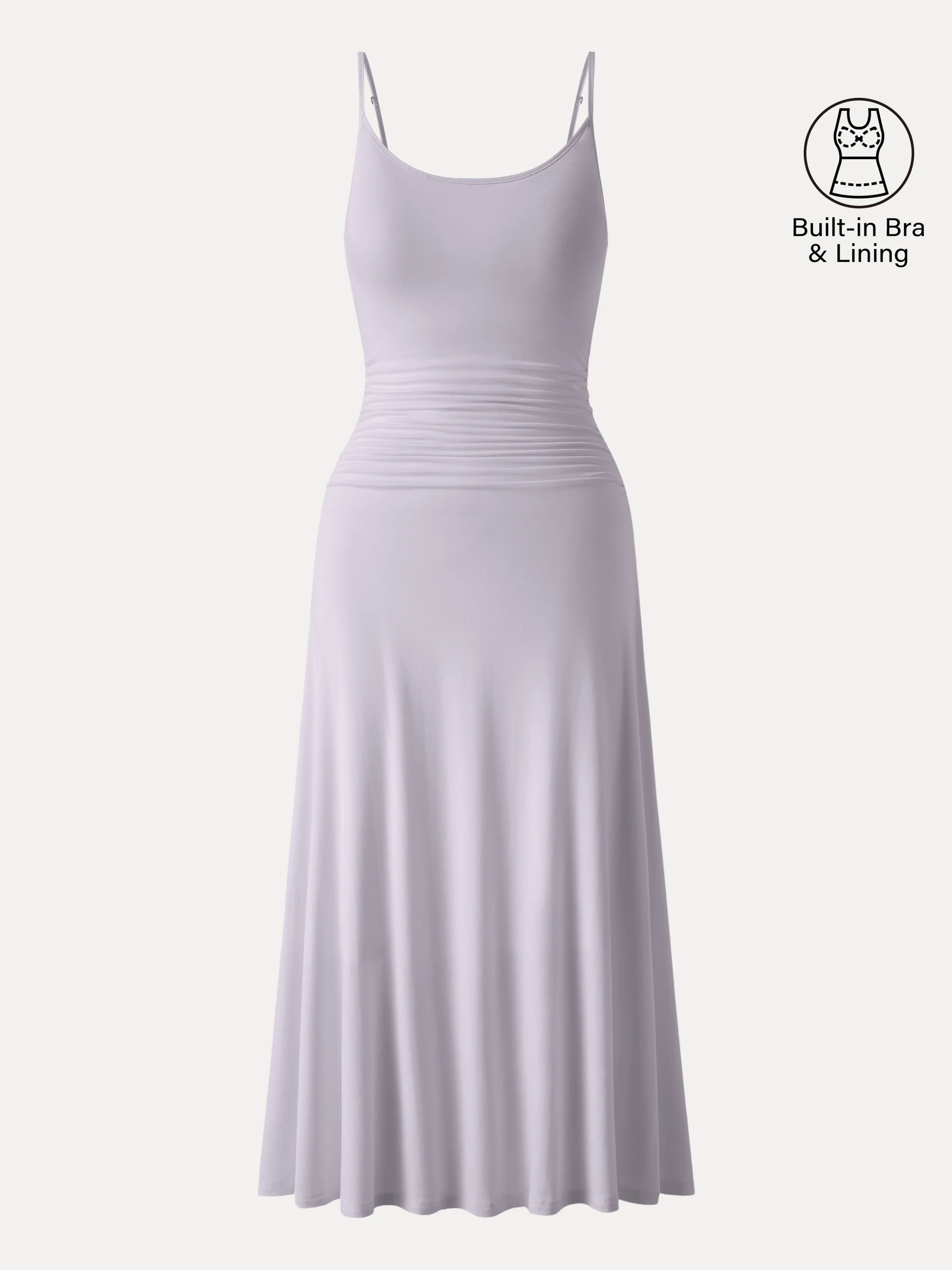 Cooling Lyocell Adjustable Spaghetti Strap Ruched Maxi Bra Dress - Image 13