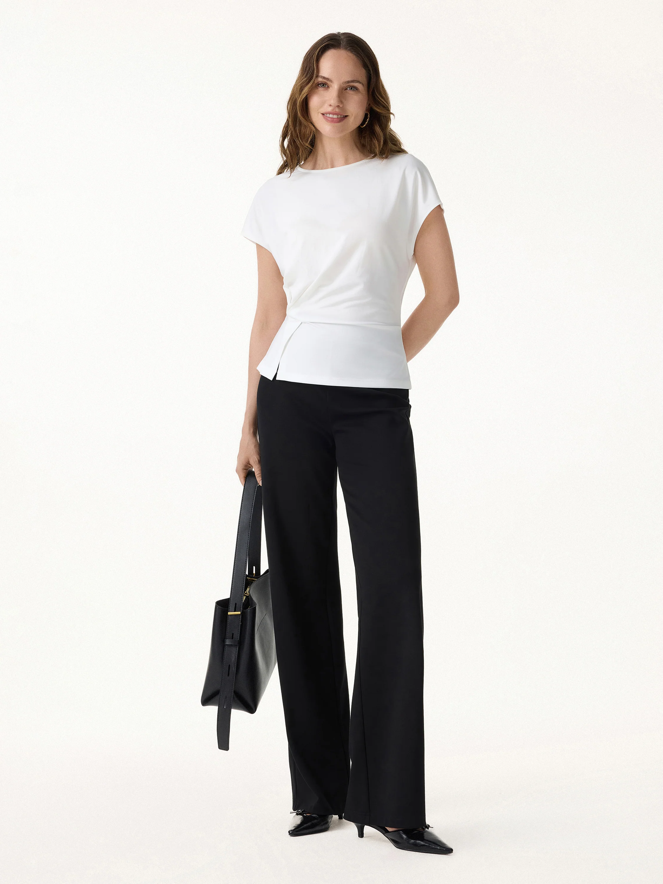 Cooling Ponte Relaxed Round Neck Tucked Top - Image 3