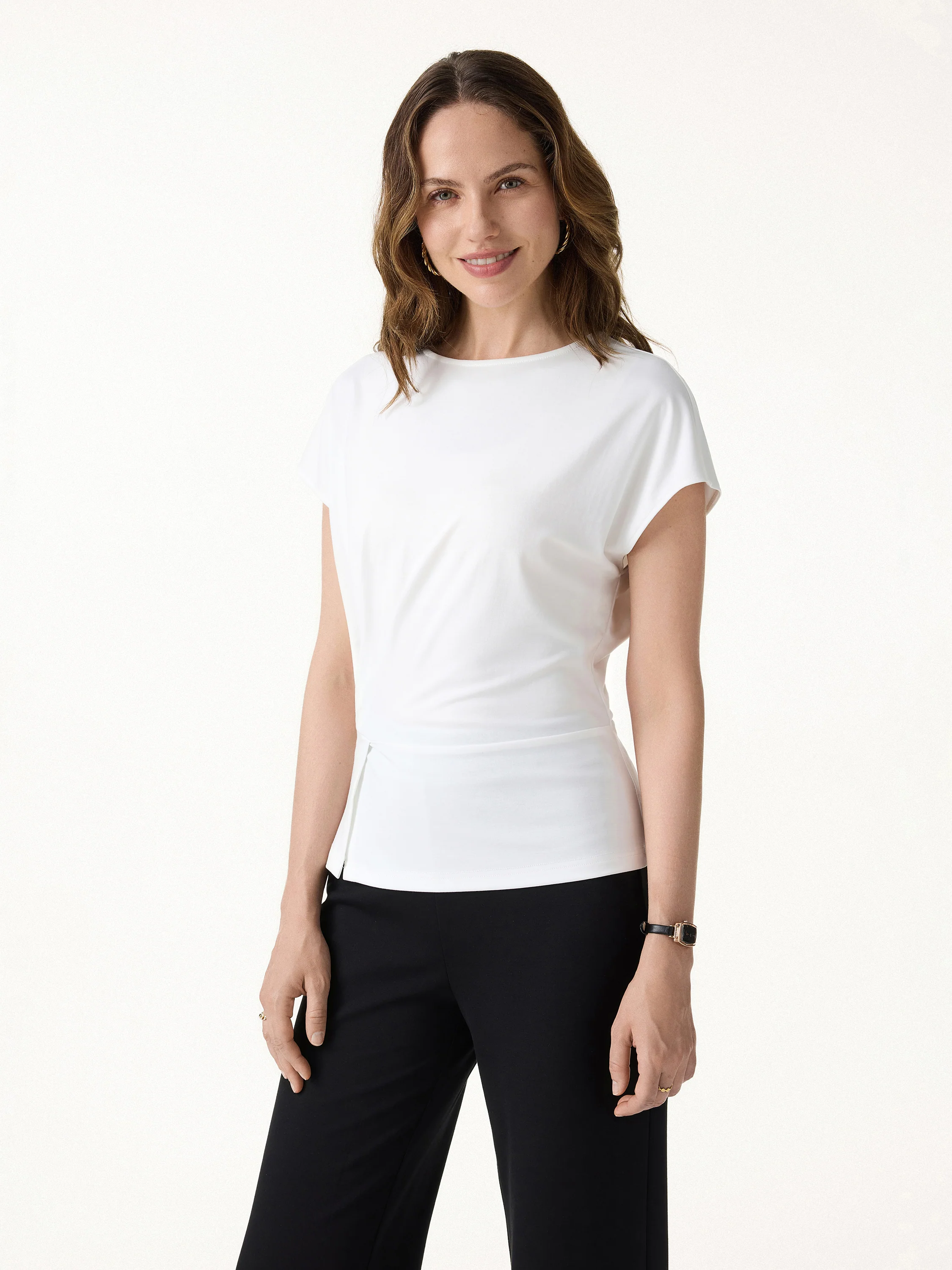 Cooling Ponte Relaxed Round Neck Tucked Top - Image 5