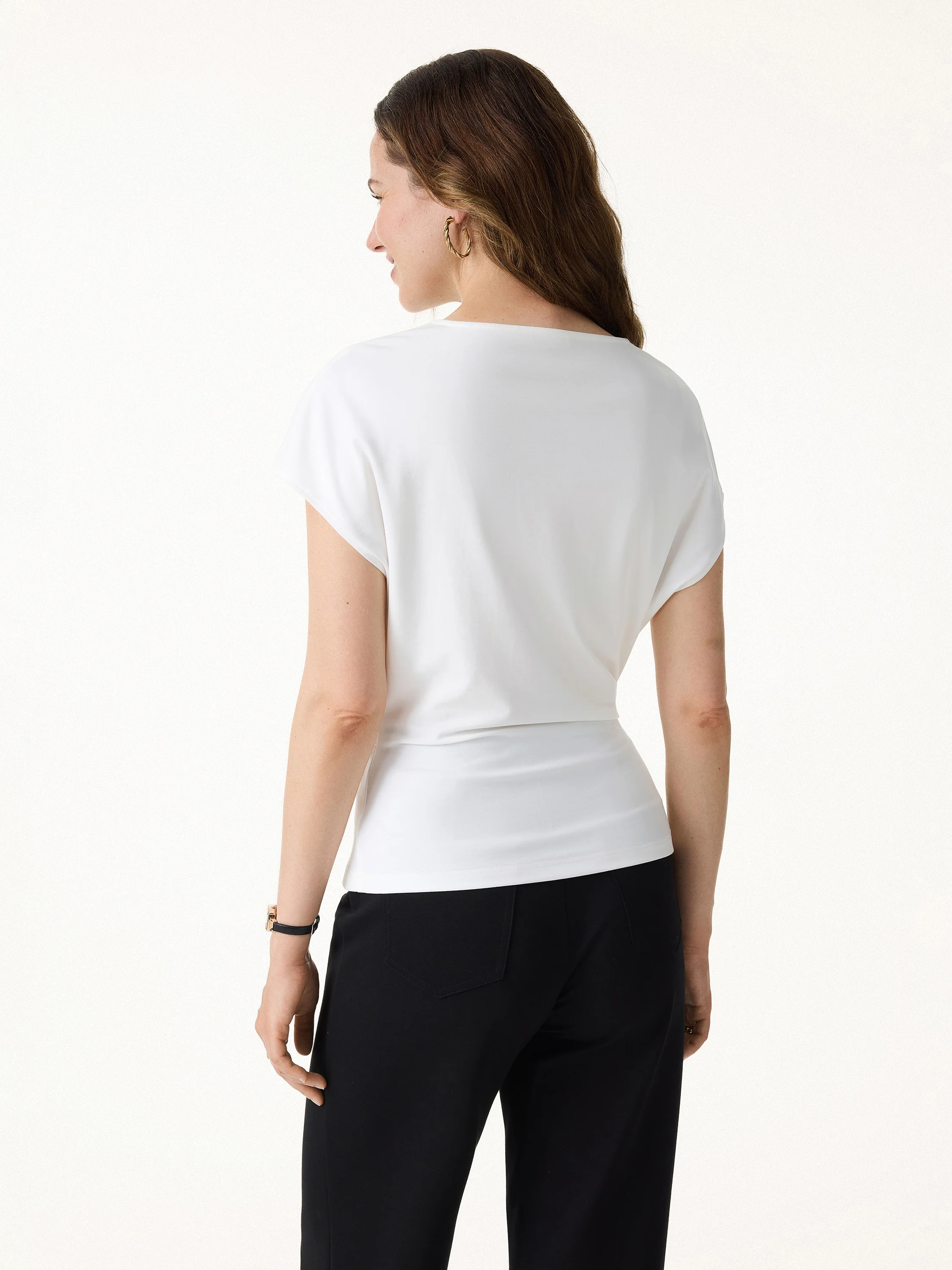 Cooling Ponte Relaxed Round Neck Tucked Top - Image 7