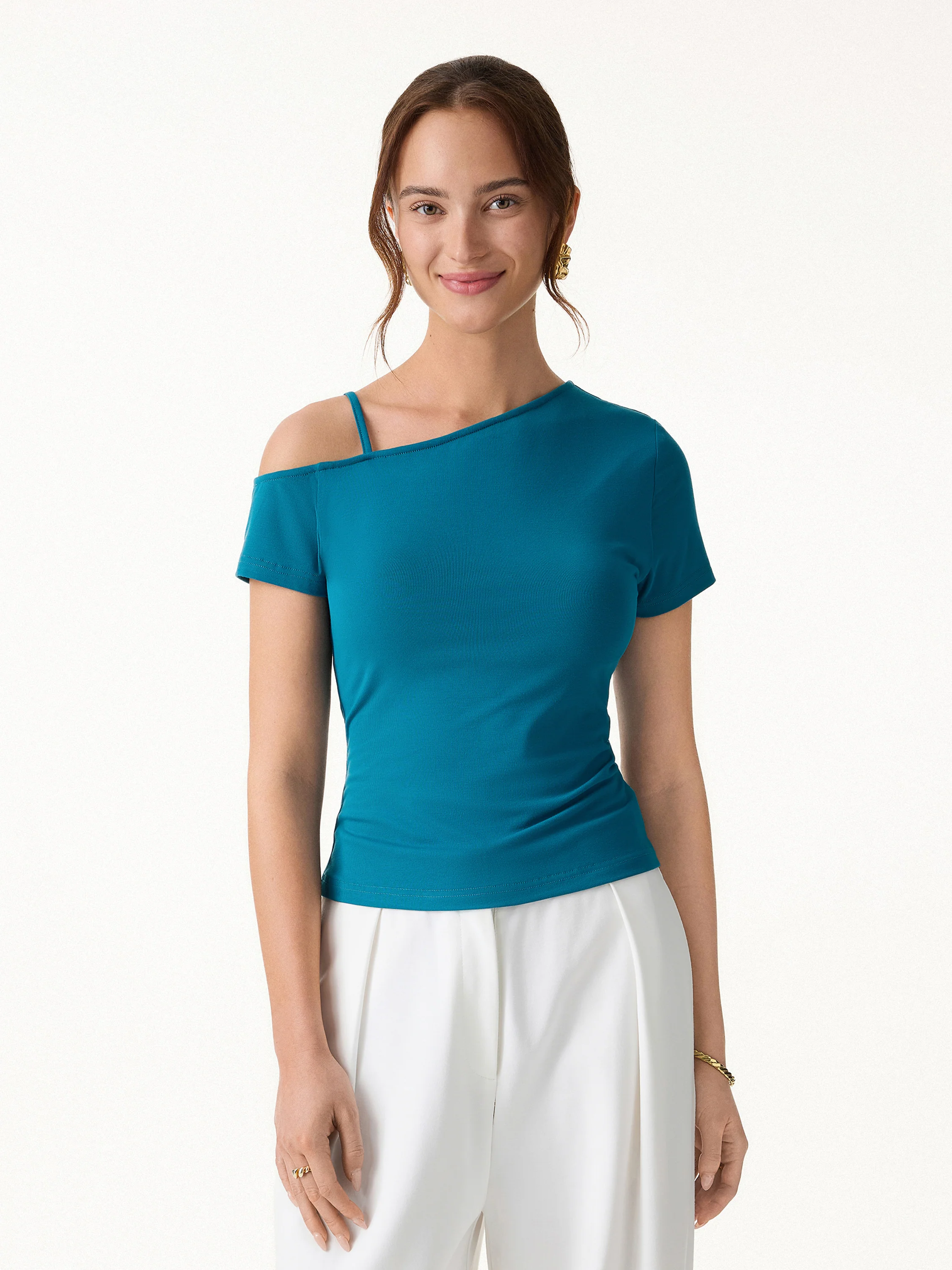 Cooling SkinKiss Asymmetrical Shoulder Bra Top - Image 2