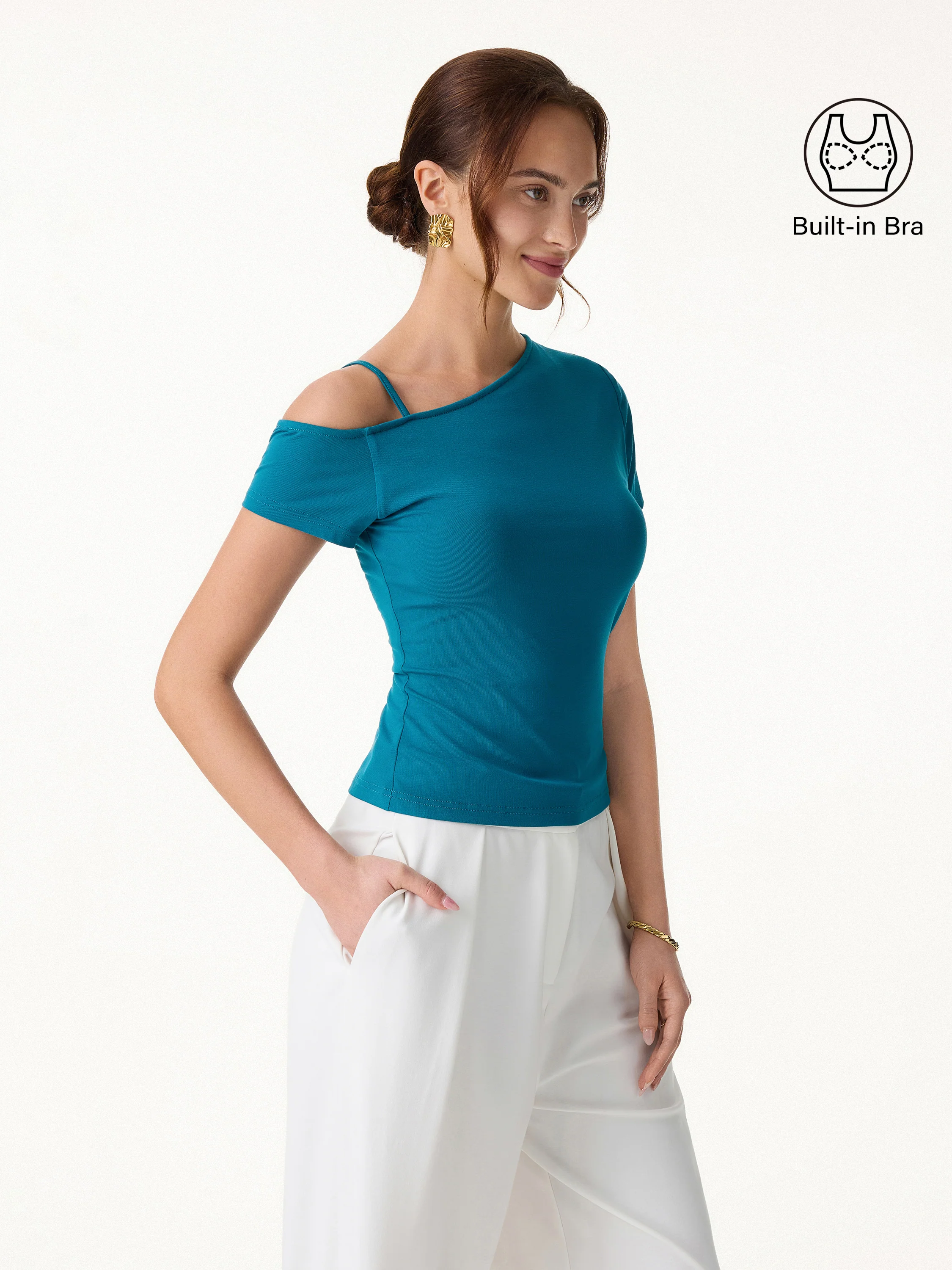 Cooling SkinKiss Asymmetrical Shoulder Bra Top - Image 5