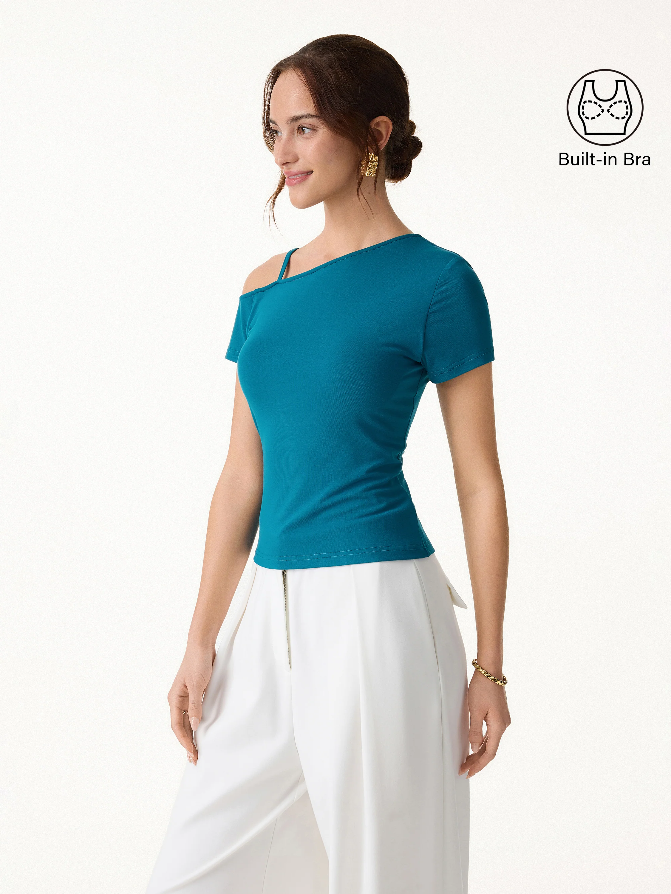 Cooling SkinKiss Asymmetrical Shoulder Bra Top - Image 6