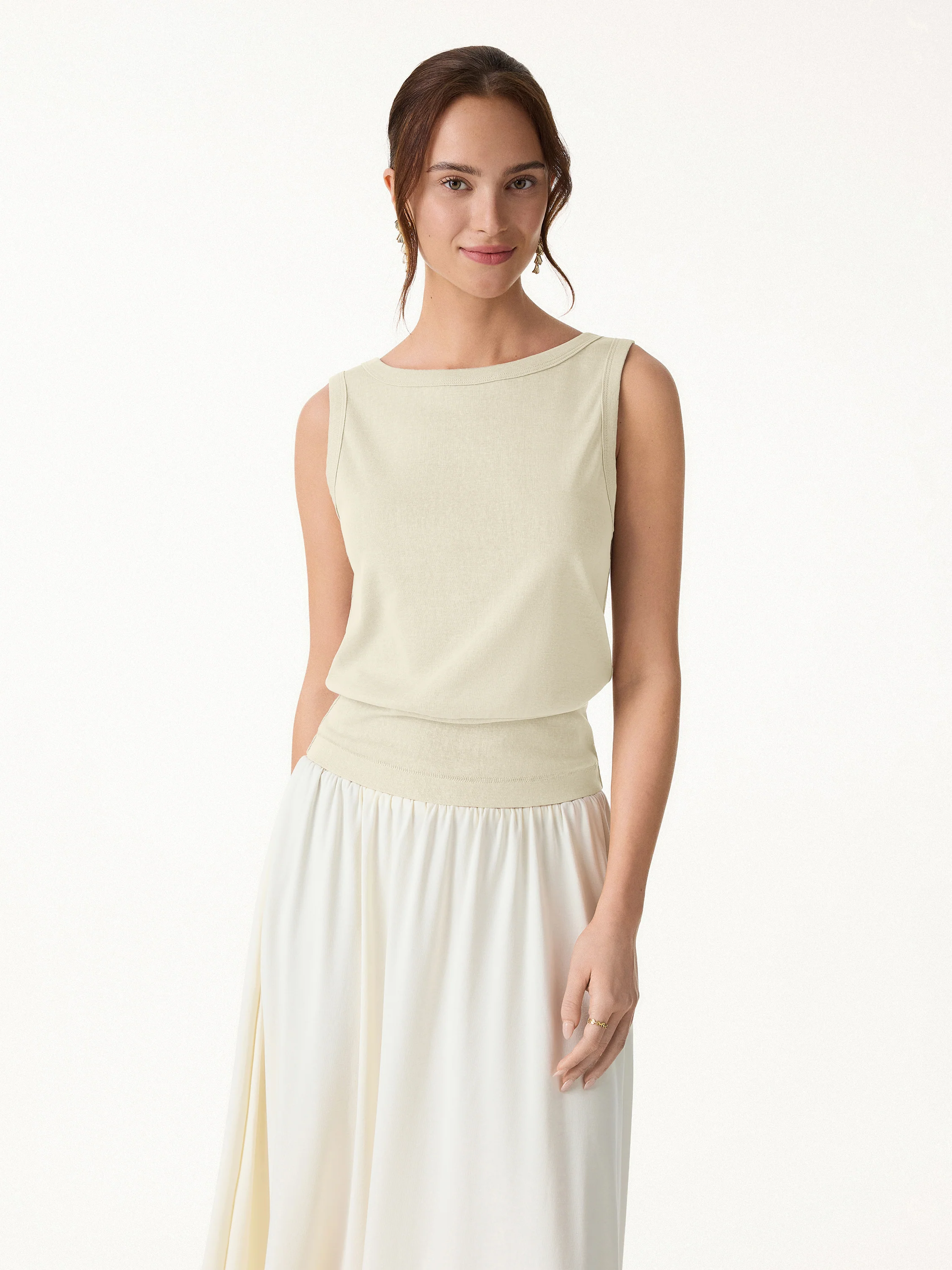 Cotton-Linen Blend Reversible Boatneck Low Back Top - Image 11