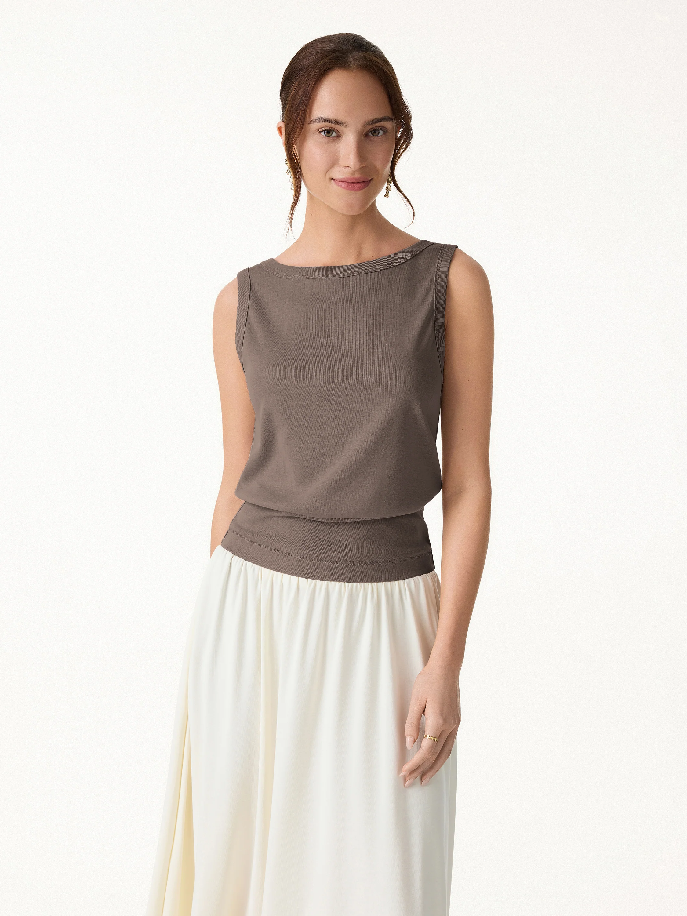 Cotton-Linen Blend Reversible Boatneck Low Back Top - Image 15