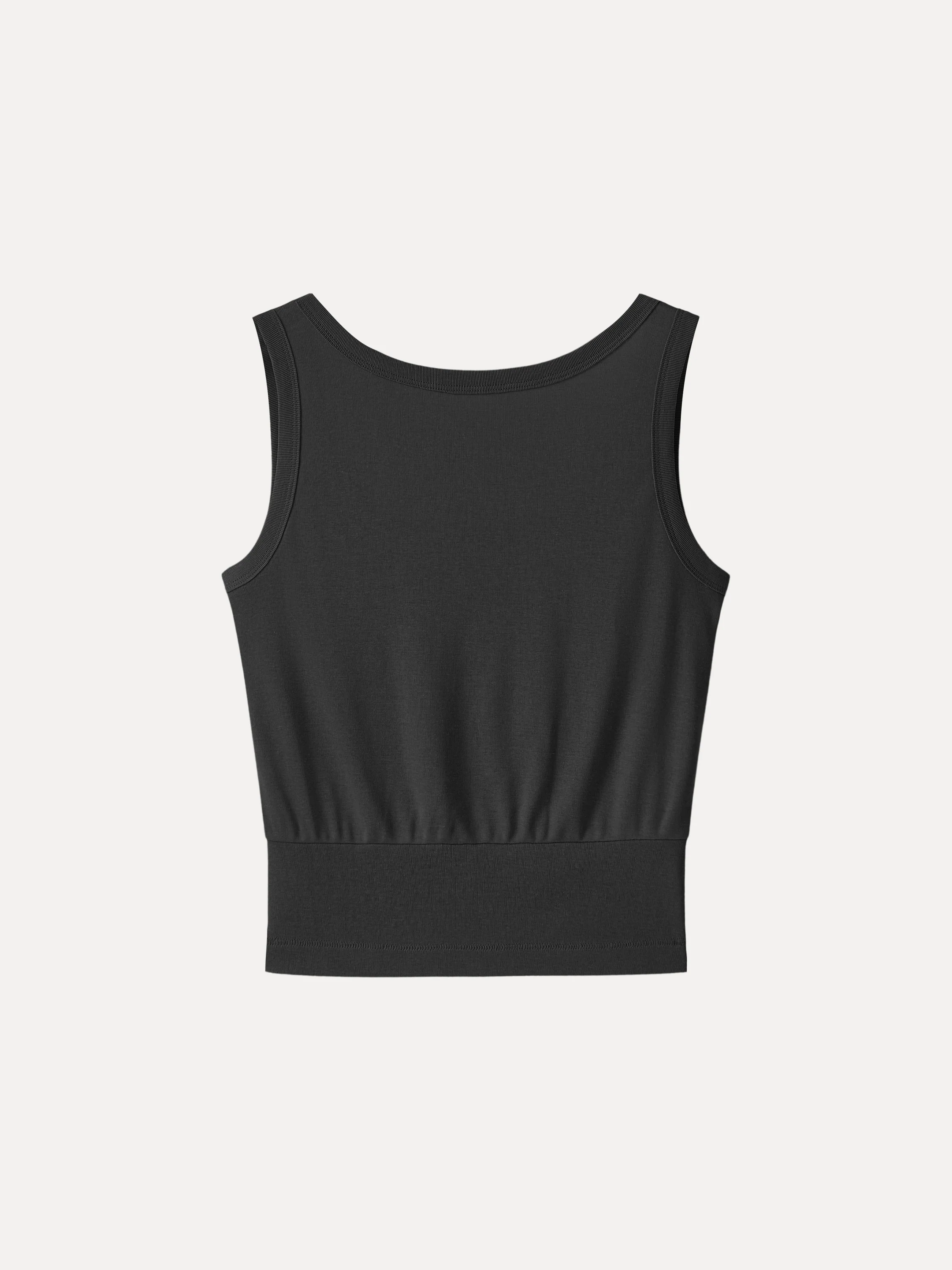 Cotton-Linen Blend Reversible Boatneck Low Back Top - Image 17